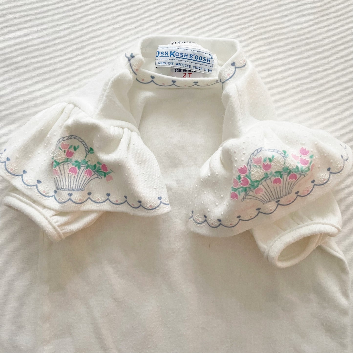 OshKosh Flower Basket Flutter Sleeve Layer Tee - Yellow Clover Vintage Kids Clothes