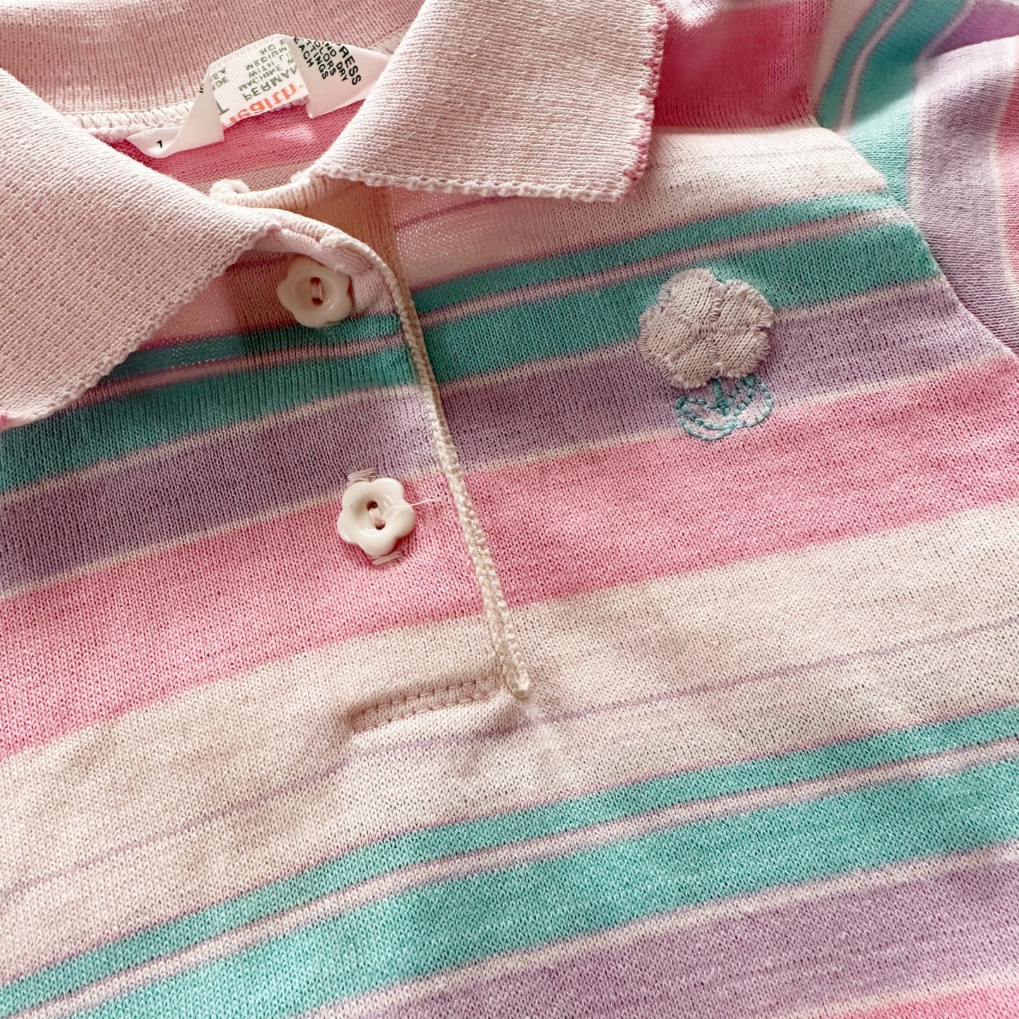 Healthex Striped Flower Polo - Yellow Clover Vintage Kids Clothes