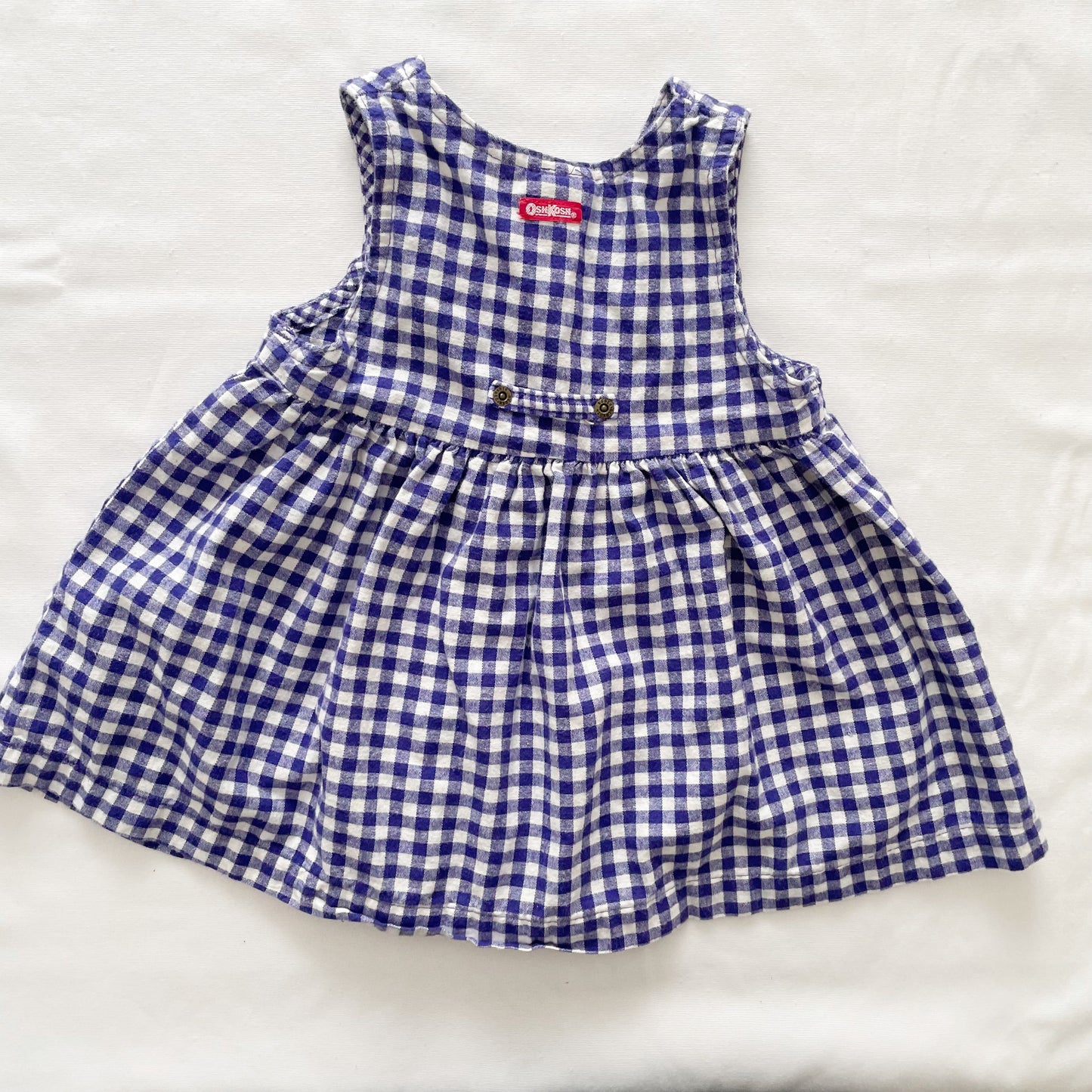OshKosh Flannel Gingham Embroidered Dress - Yellow Clover Vintage Kids Clothes