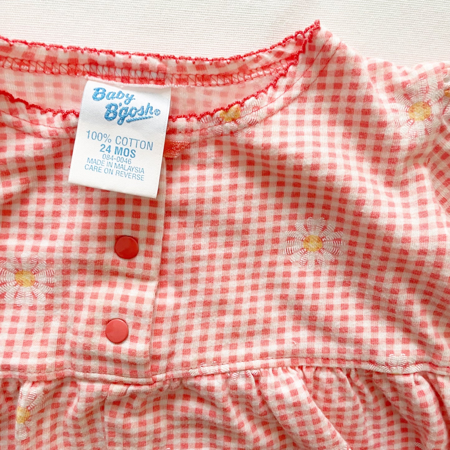 Baby B’gosh Gingham Daisy Bubble Romper