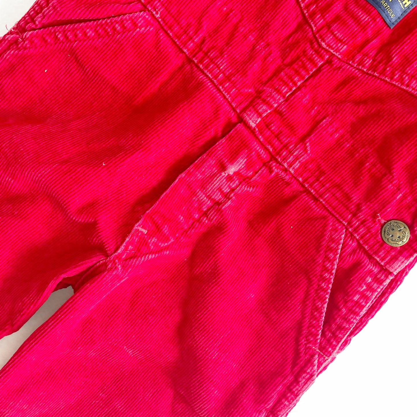 OshKosh Red Cord Classic Overalls - Yellow Clover Vintage Kids Clothes