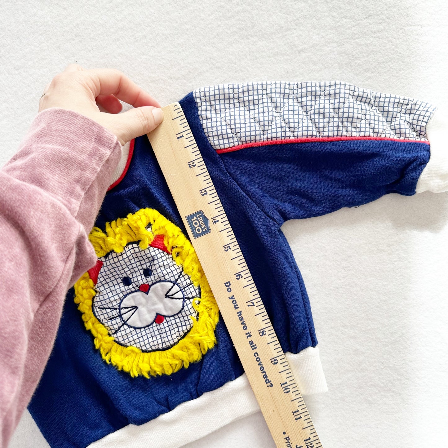 Doe Spun Lion Grid Sweatshirt Set - Yellow Clover Vintage Kids Clothes