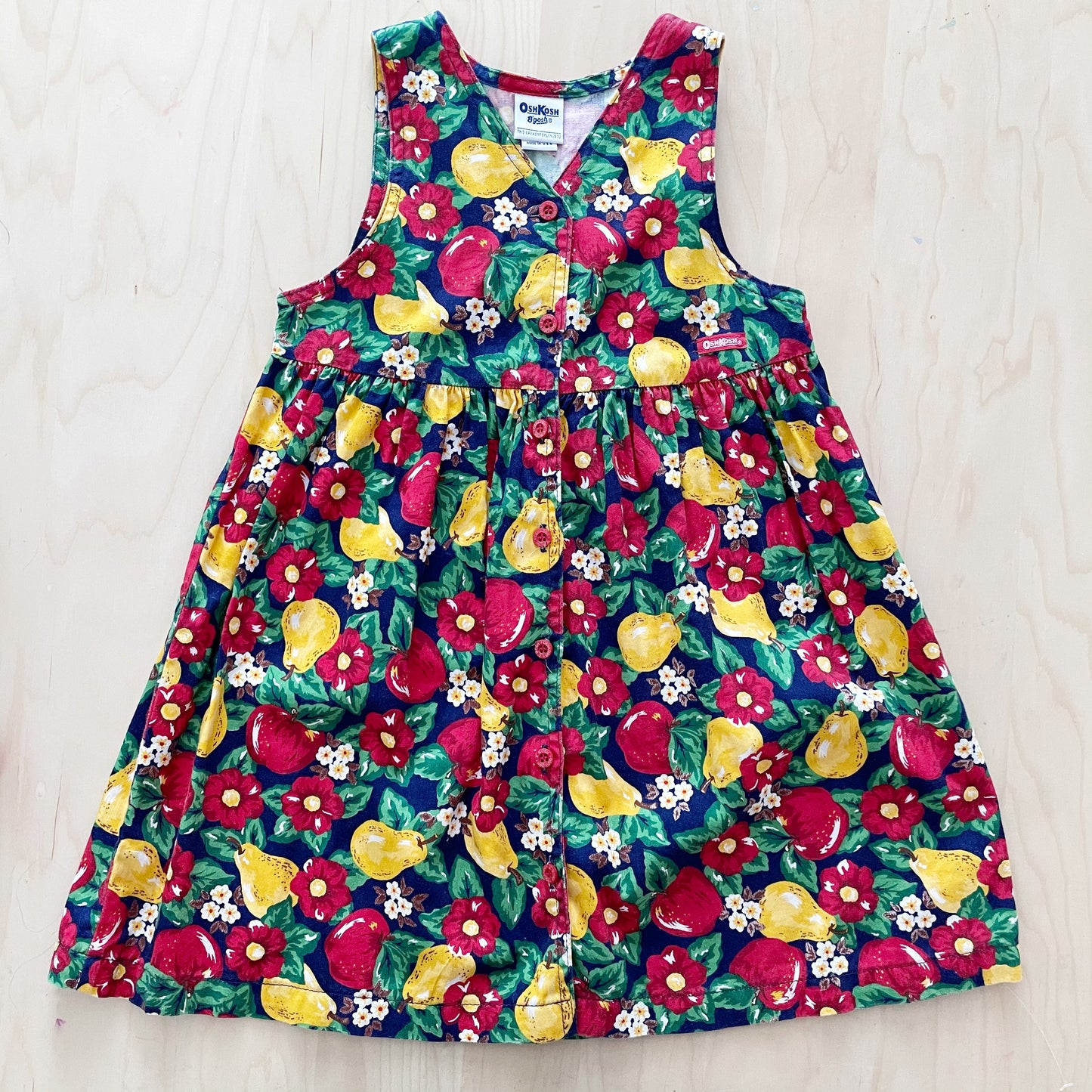 OshKosh Floral Fruit Dress - Yellow Clover Vintage Kids Clothes