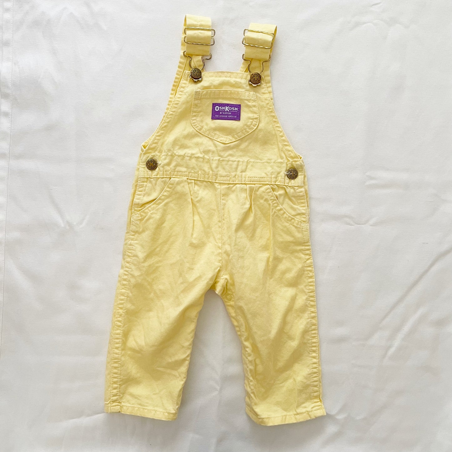 OshKosh Light Yellow Purple Label Overalls - Yellow Clover Vintage Kids Clothes