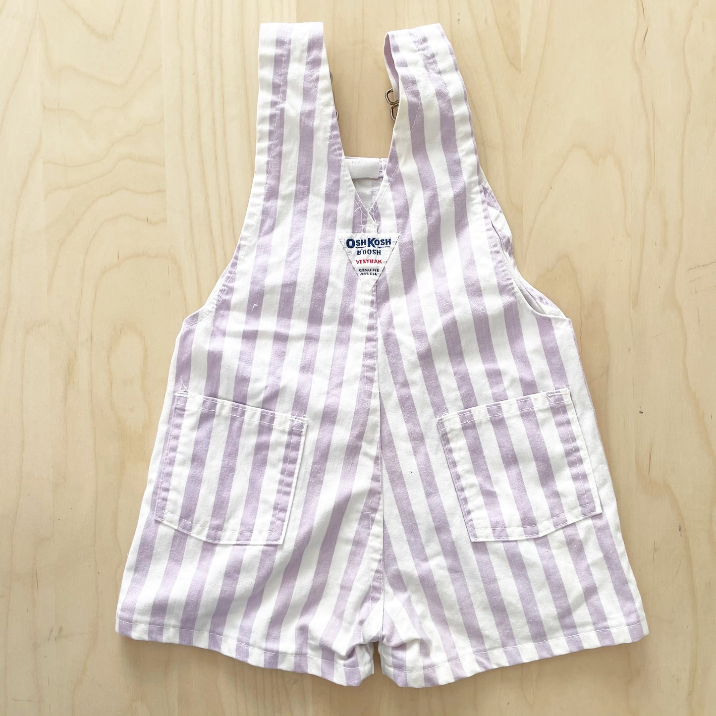 OshKosh Lavendar Stripe Shortalls - Yellow Clover Vintage Kids Clothes