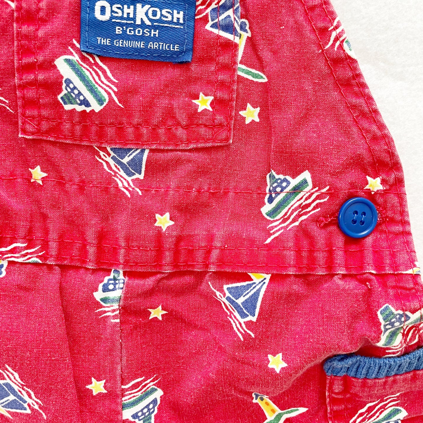 OshKosh Sailboat Shortalls - Yellow Clover Vintage Kids Clothes
