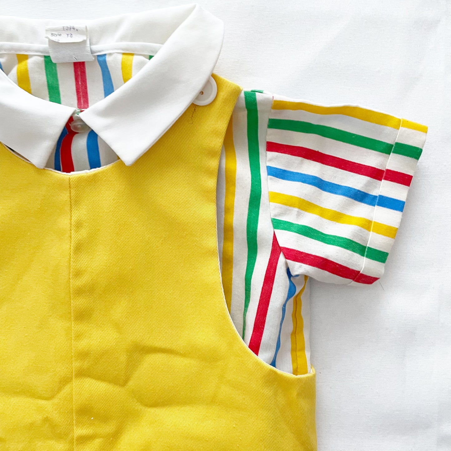Bryan Stripe Sailboat Romper Set • 3T (?) - Yellow Clover Vintage Kids Clothes