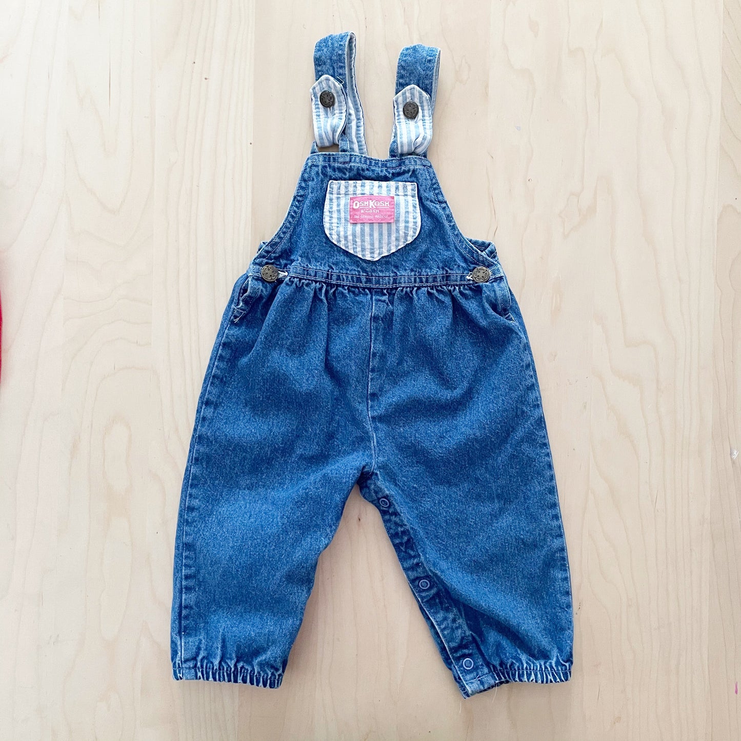 OshKosh Striped Accent Bubble Overalls - Yellow Clover Vintage Kids Clothes
