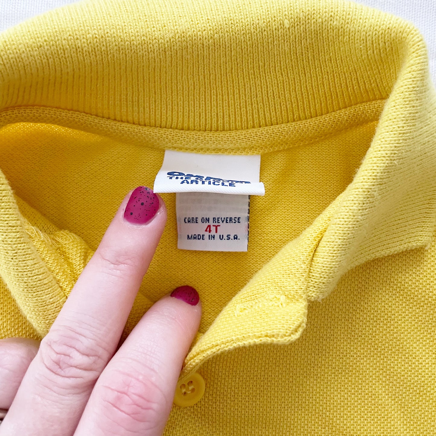 OshKosh Embroidered Sleeve Polo - Yellow Clover Vintage Kids Clothes