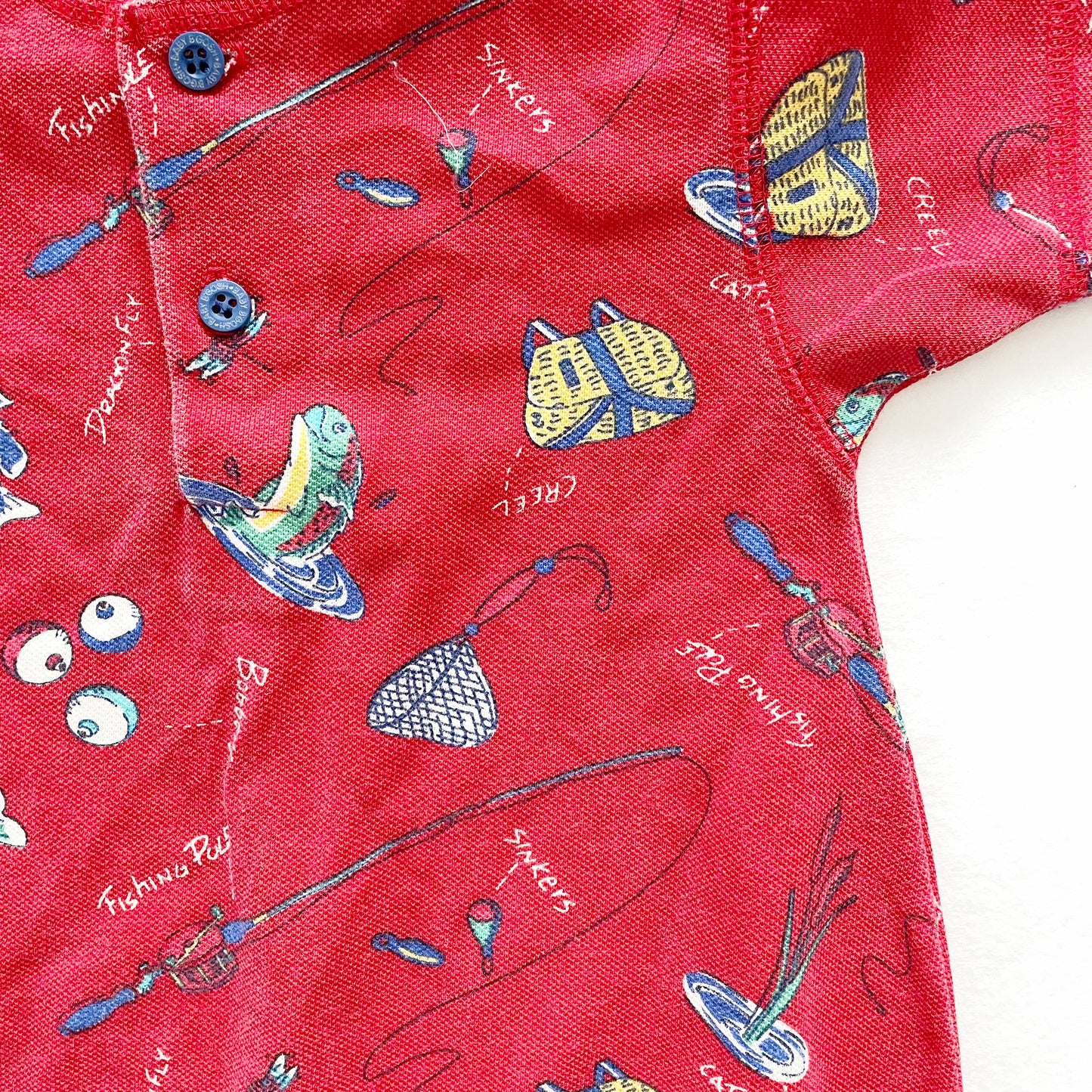 Baby B’gosh Fishing Print Romper - Yellow Clover Vintage Kids Clothes