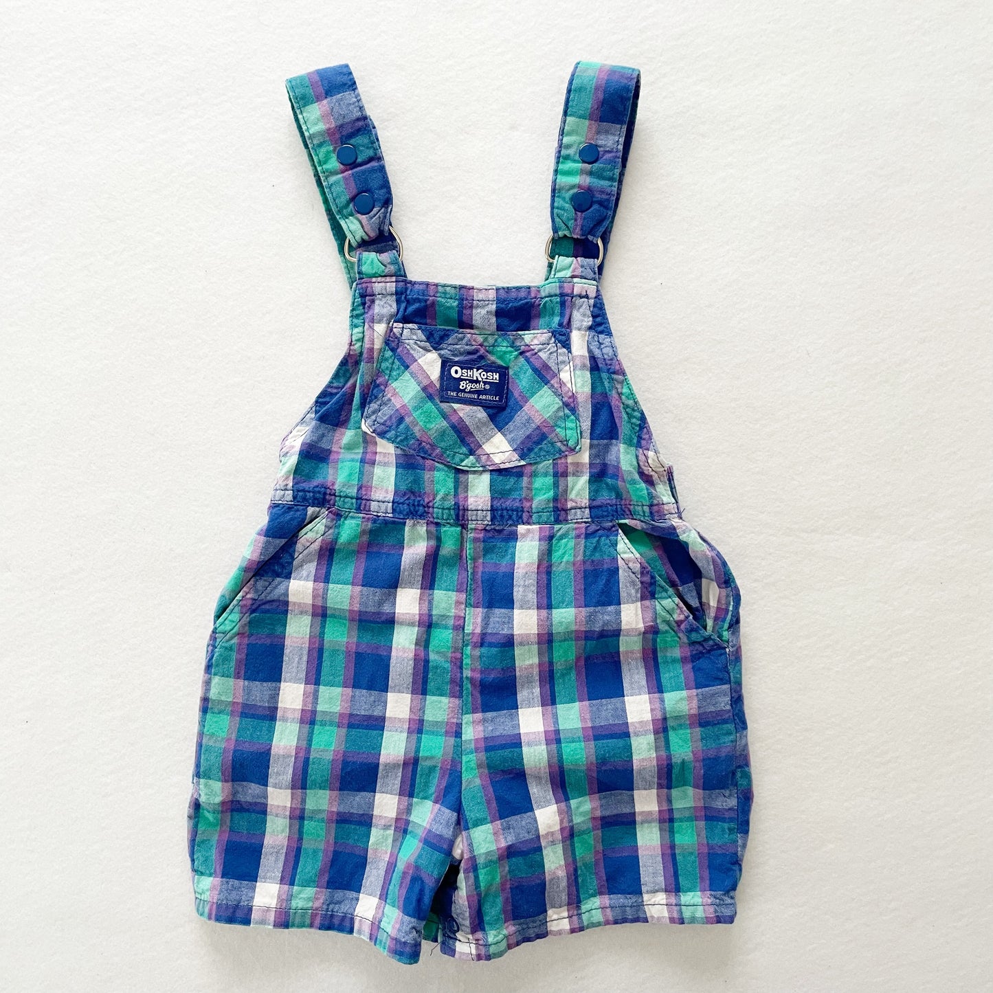 OshKosh Turquoise Plaid Shortalls