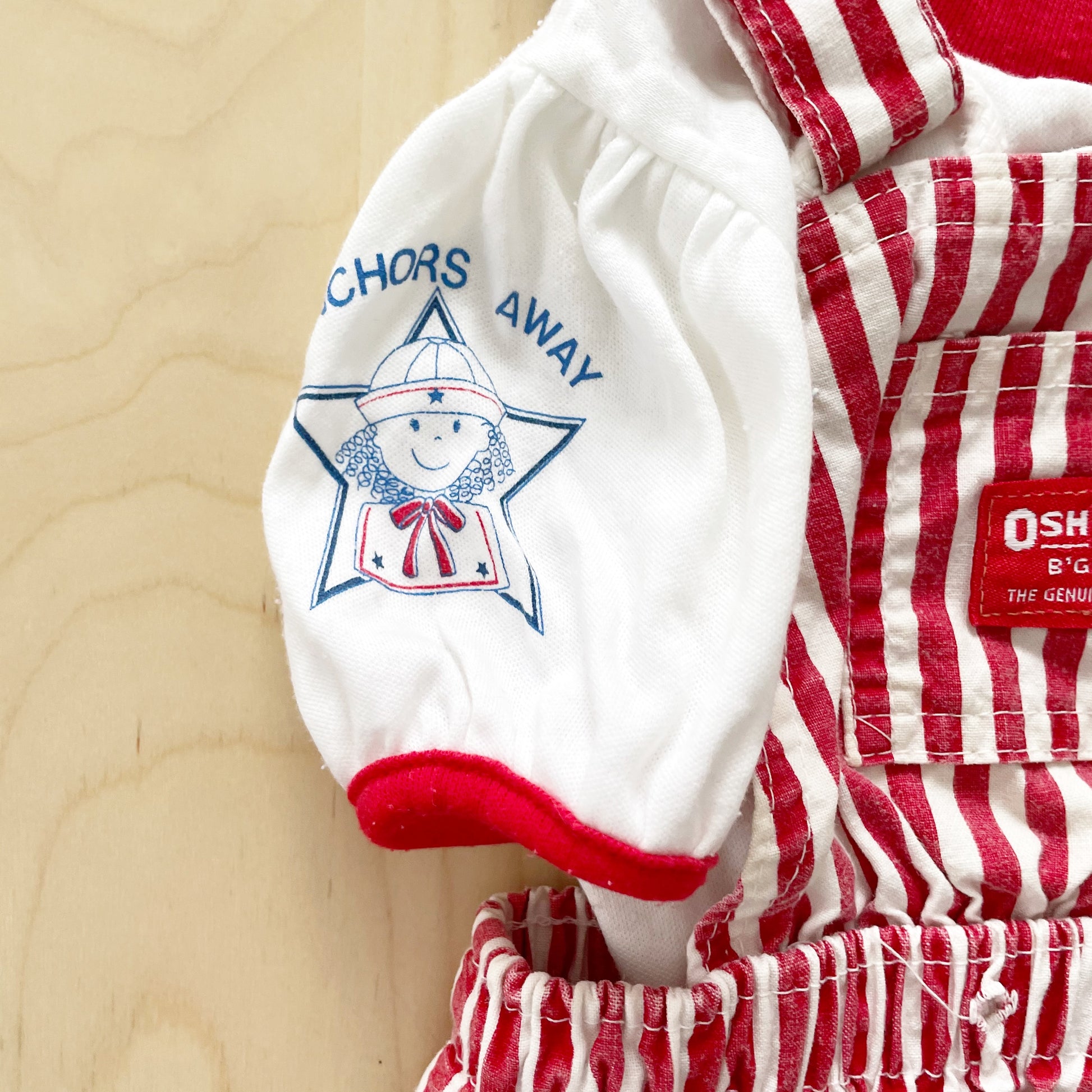 OshKosh Red Stripe Shortalls Set - Yellow Clover Vintage Kids Clothes