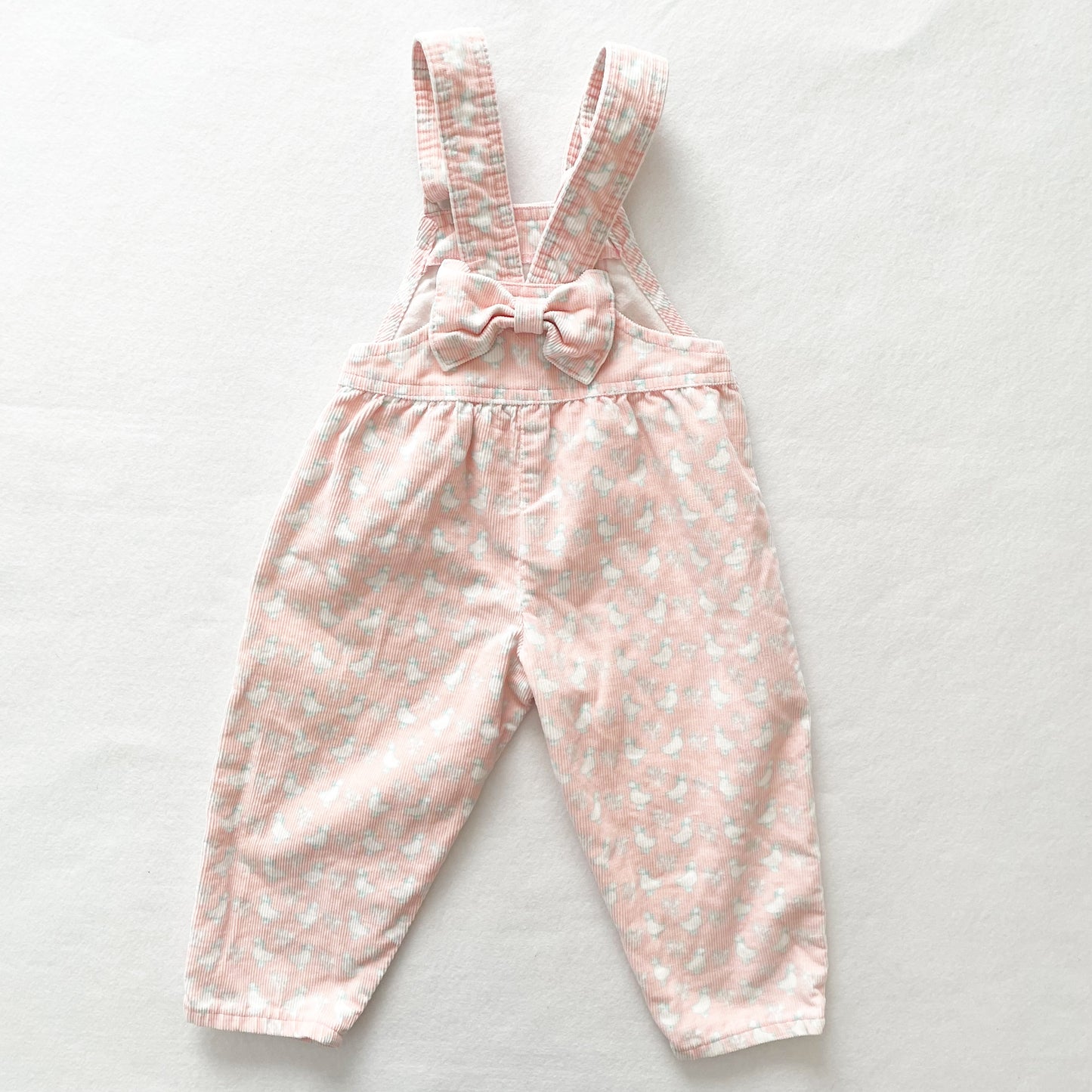 OshKosh Goose Print Cord Bow Back Overalls