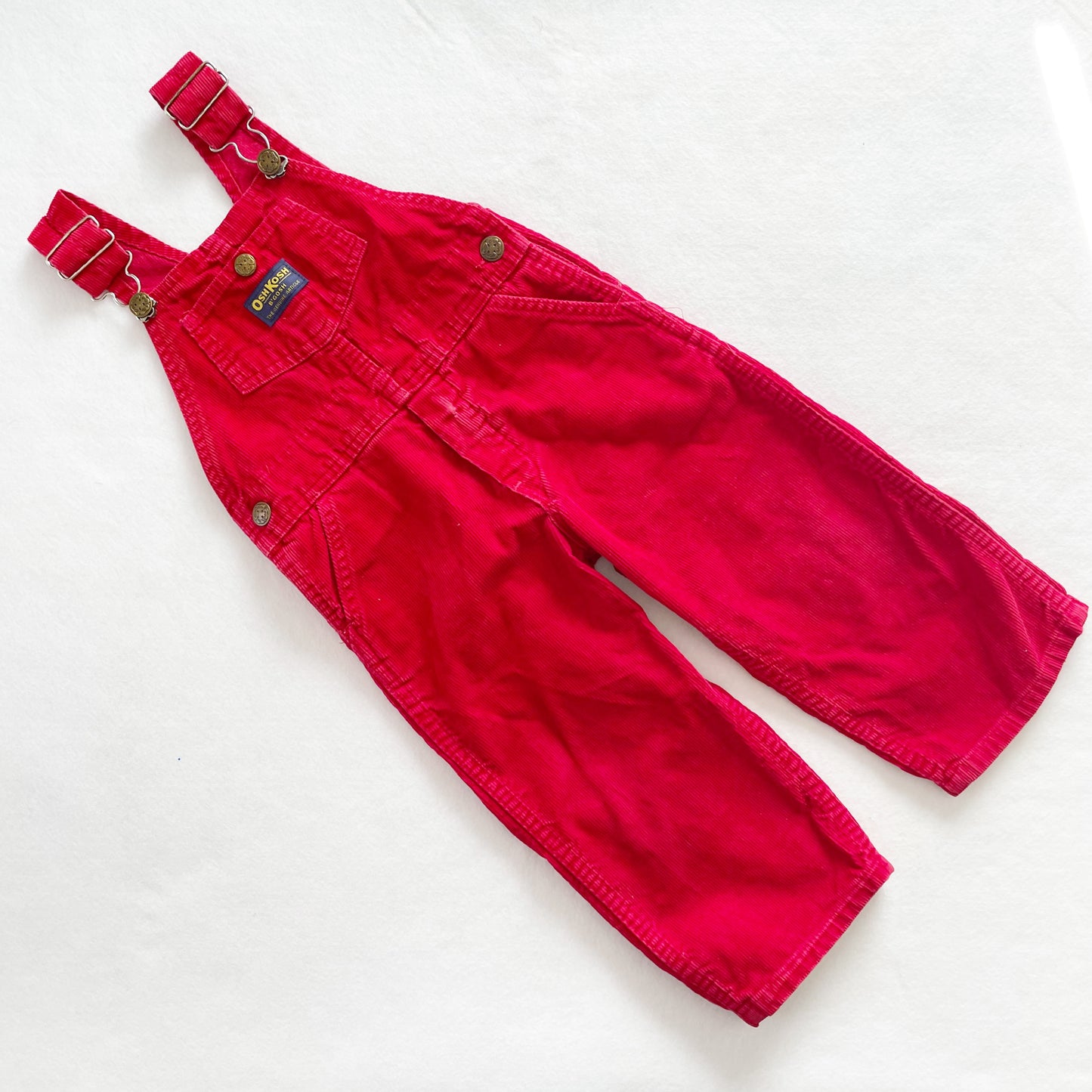 OshKosh Red Cord Classic Overalls - Yellow Clover Vintage Kids Clothes