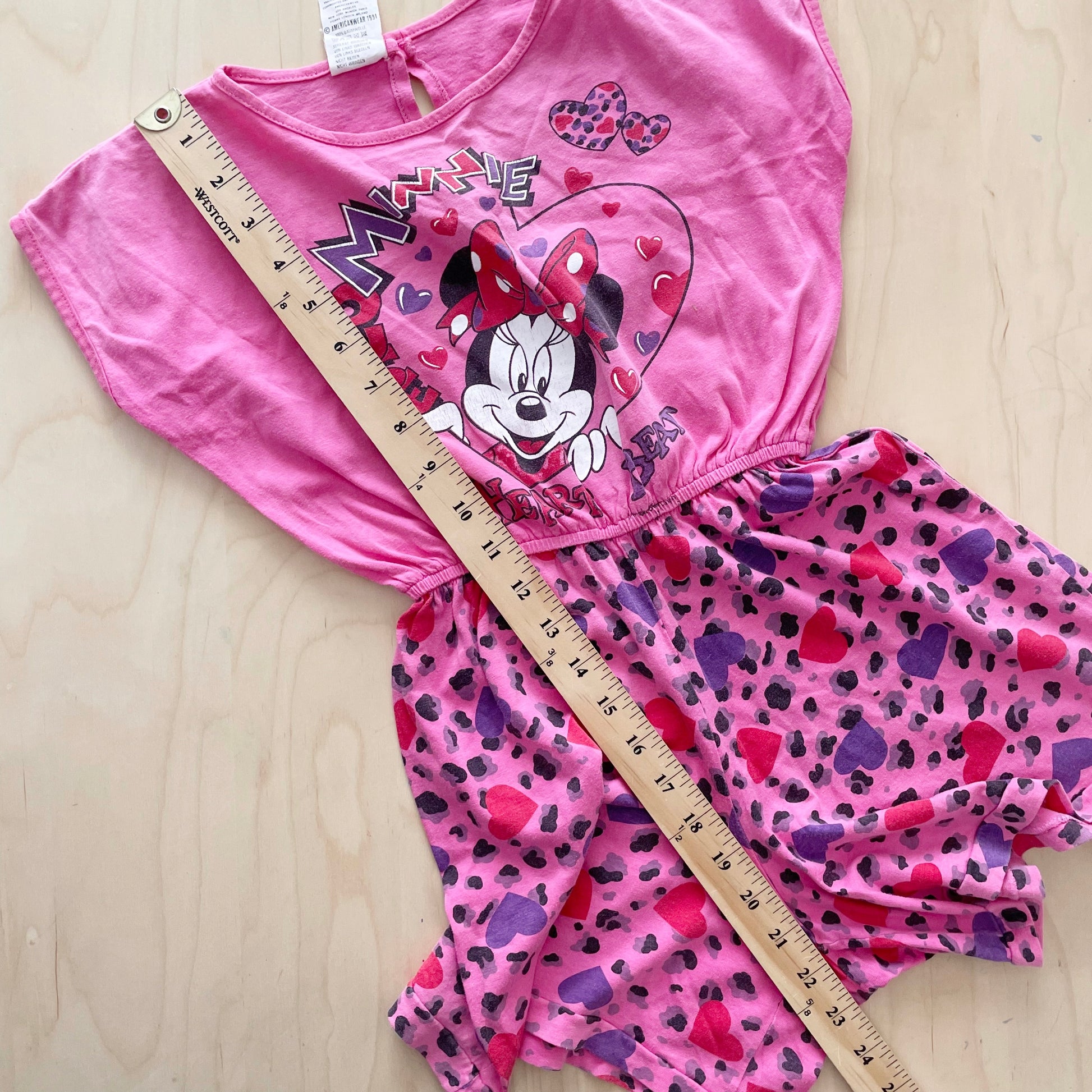 Minnie Mouse Heart Beat Romper - Yellow Clover Vintage Kids Clothes