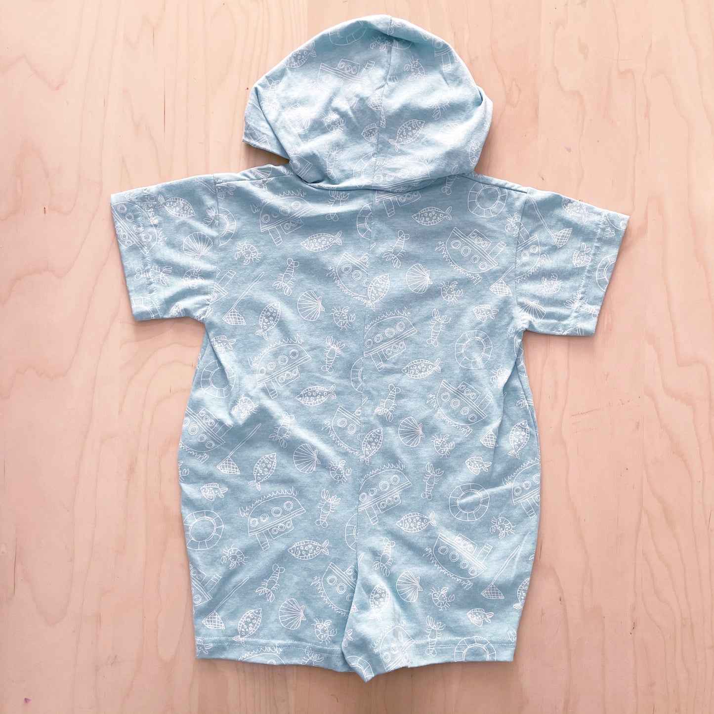 Deadstock Baby B’gosh Sea Life Hooded Romper - Yellow Clover Vintage Kids Clothes