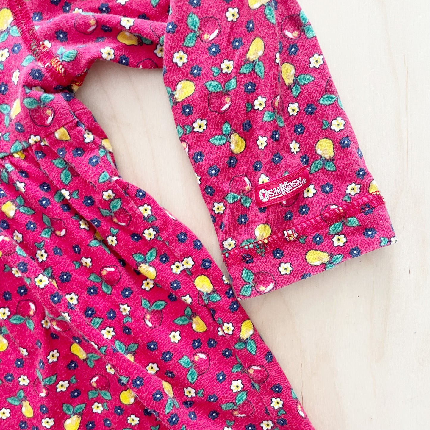 OshKosh Pear Floral Jersey Dress - Yellow Clover Vintage Kids Clothes
