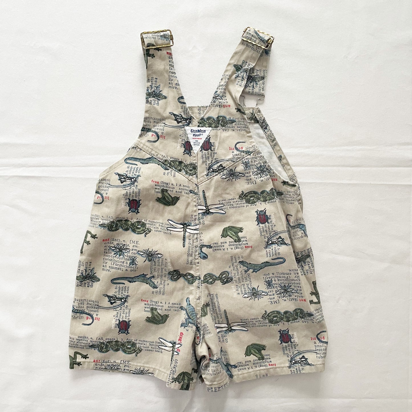 OshKosh Nature Print Shortalls - Yellow Clover Vintage Kids Clothes