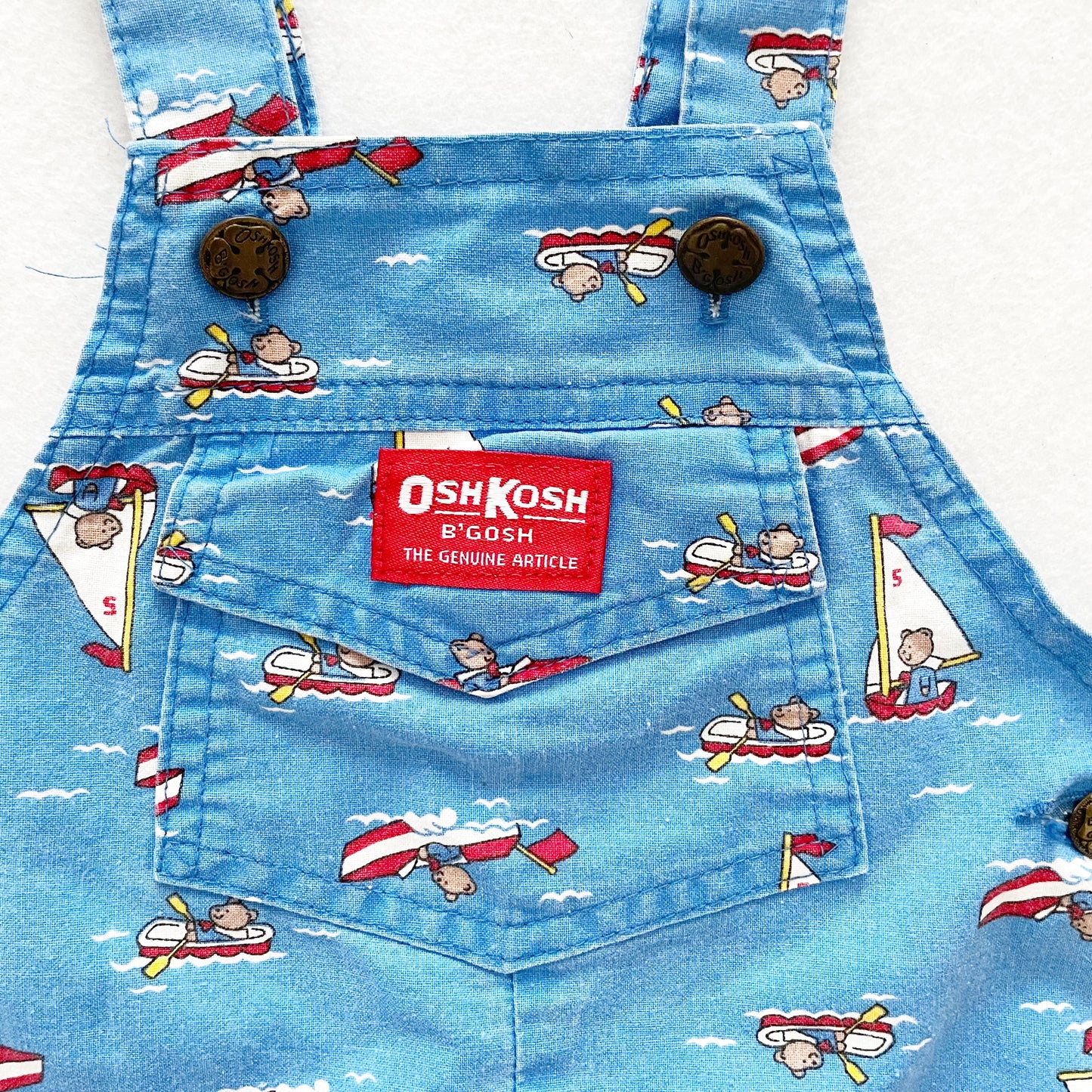 OshKosh Sailboat Bears Overalls - Yellow Clover Vintage Kids Clothes