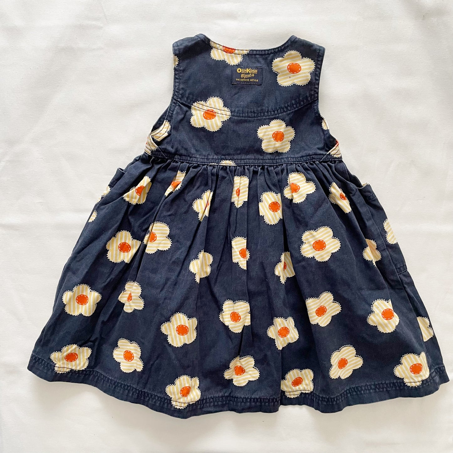 OshKosh Yellow Flower Print Button Front Dress - Yellow Clover Vintage Kids Clothes