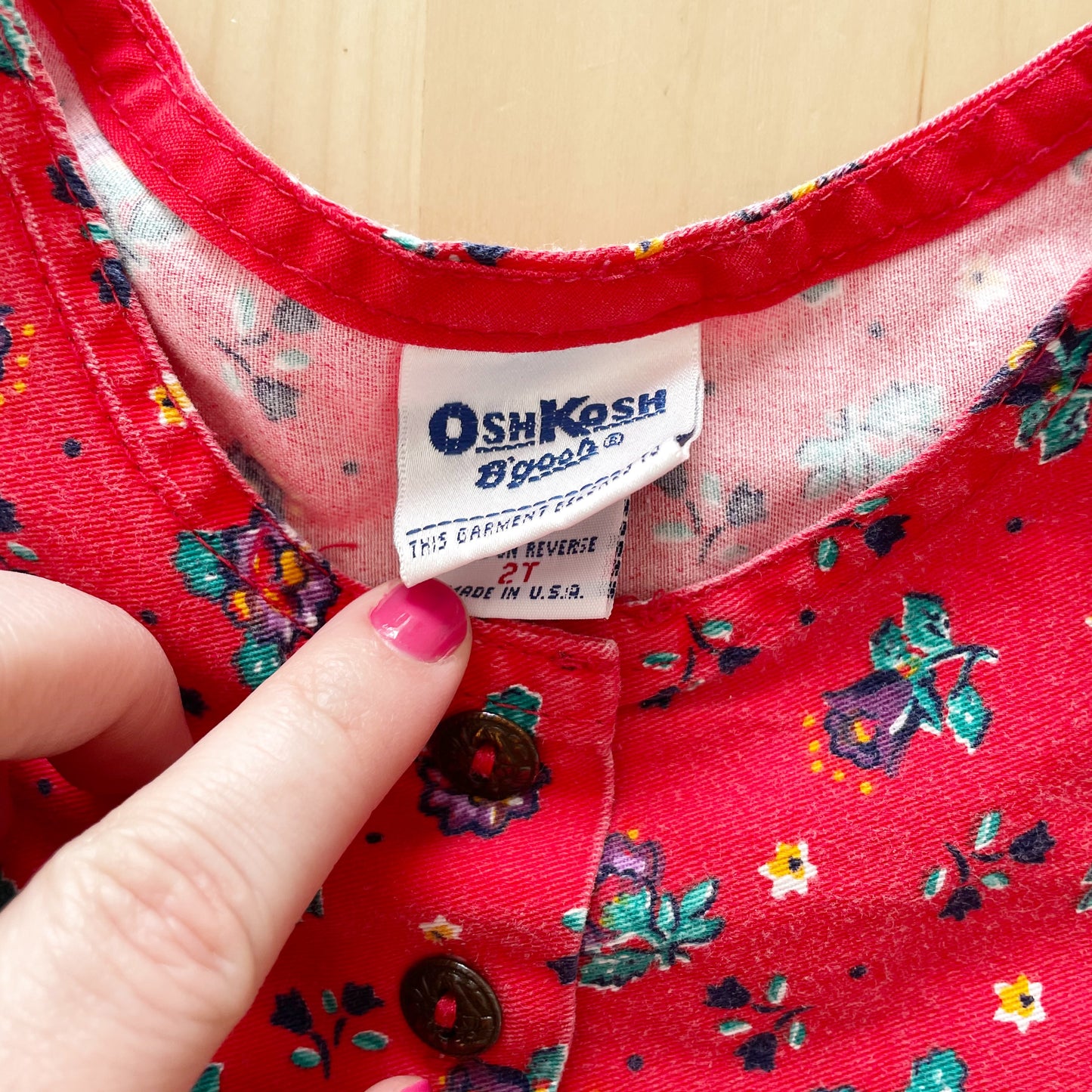 OshKosh Red Paisley Floral Dress - Yellow Clover Vintage Kids Clothes