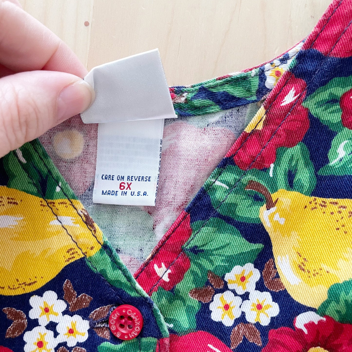OshKosh Floral Fruit Dress - Yellow Clover Vintage Kids Clothes