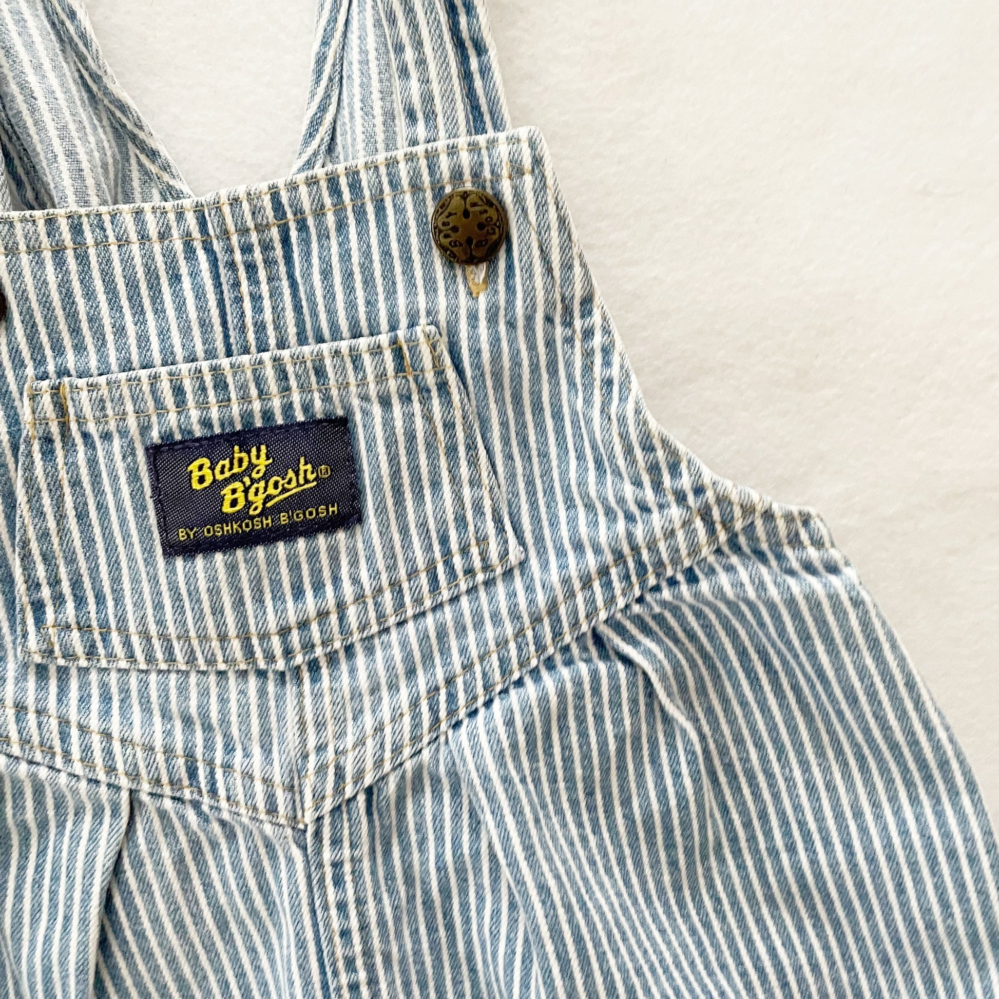 Baby B’gosh Hickory Stripe Bubble Overalls - Yellow Clover Vintage Kids Clothes