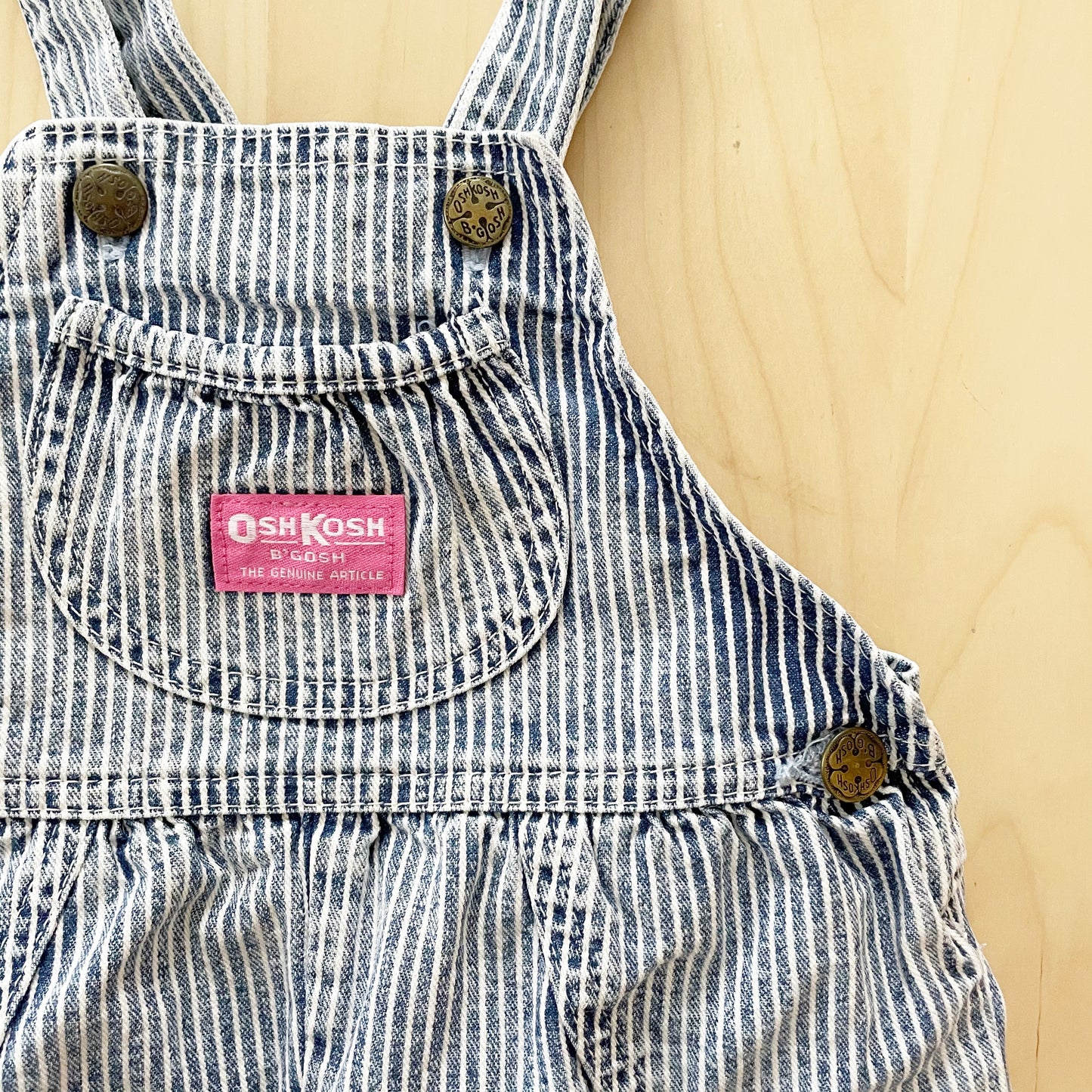 Vintage OshKosh Acid Wash Engineer Stripe Shortalls - Yellow Clover Vintage Kids Clothes