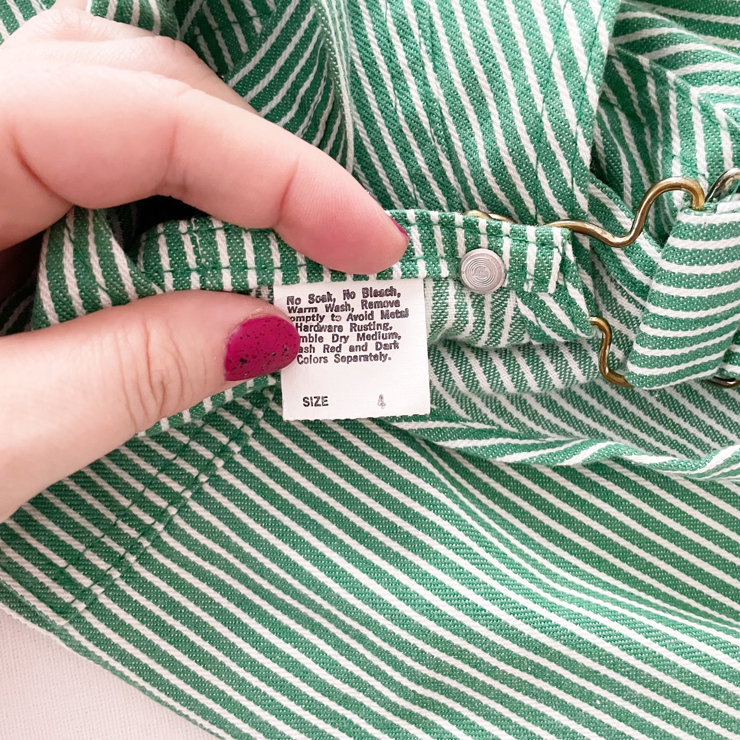 OshKosh Green Hickory Stripe Overalls - Yellow Clover Vintage Kids Clothes