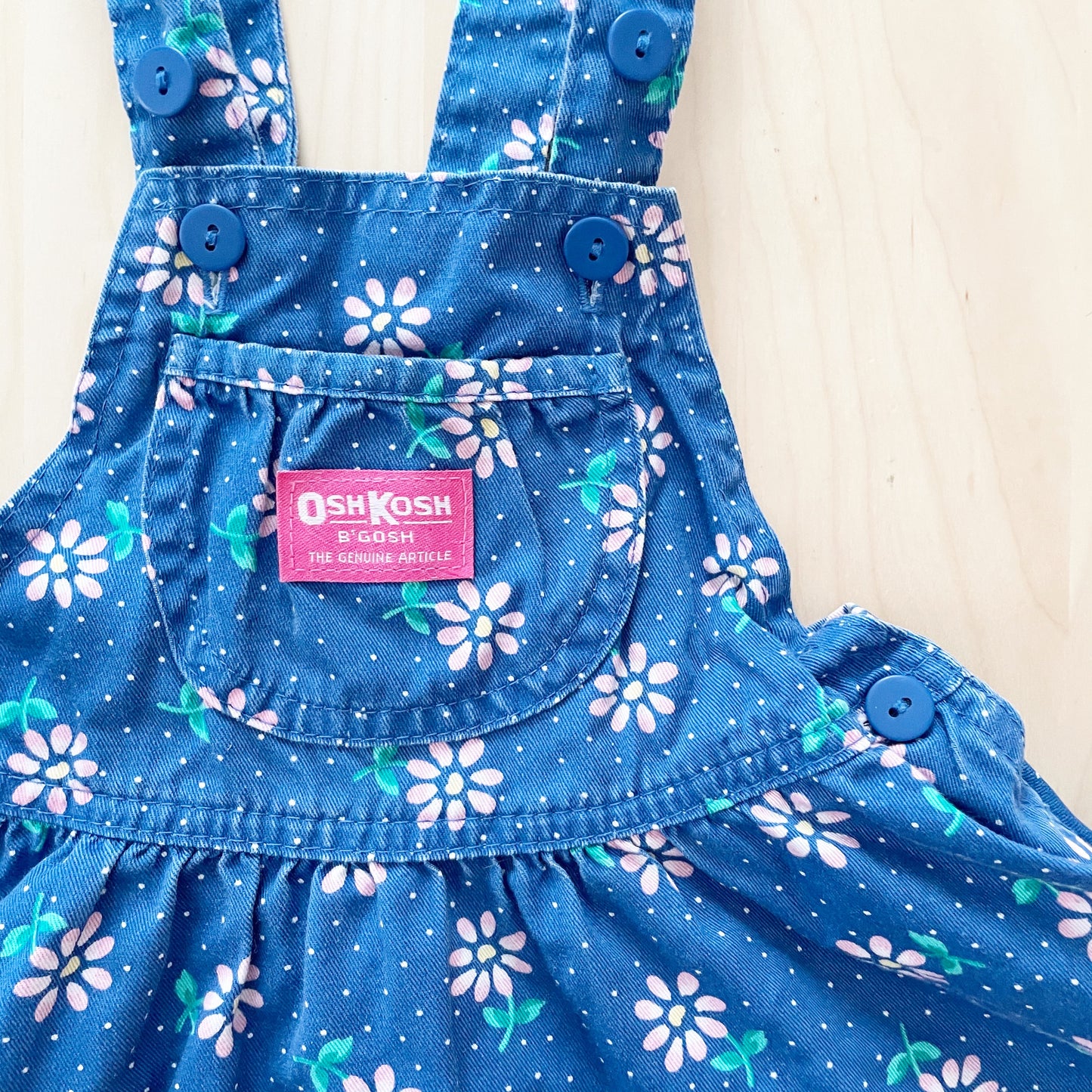 Vintage OshKosh Blue Floral Skirtall - Yellow Clover Vintage Kids Clothes