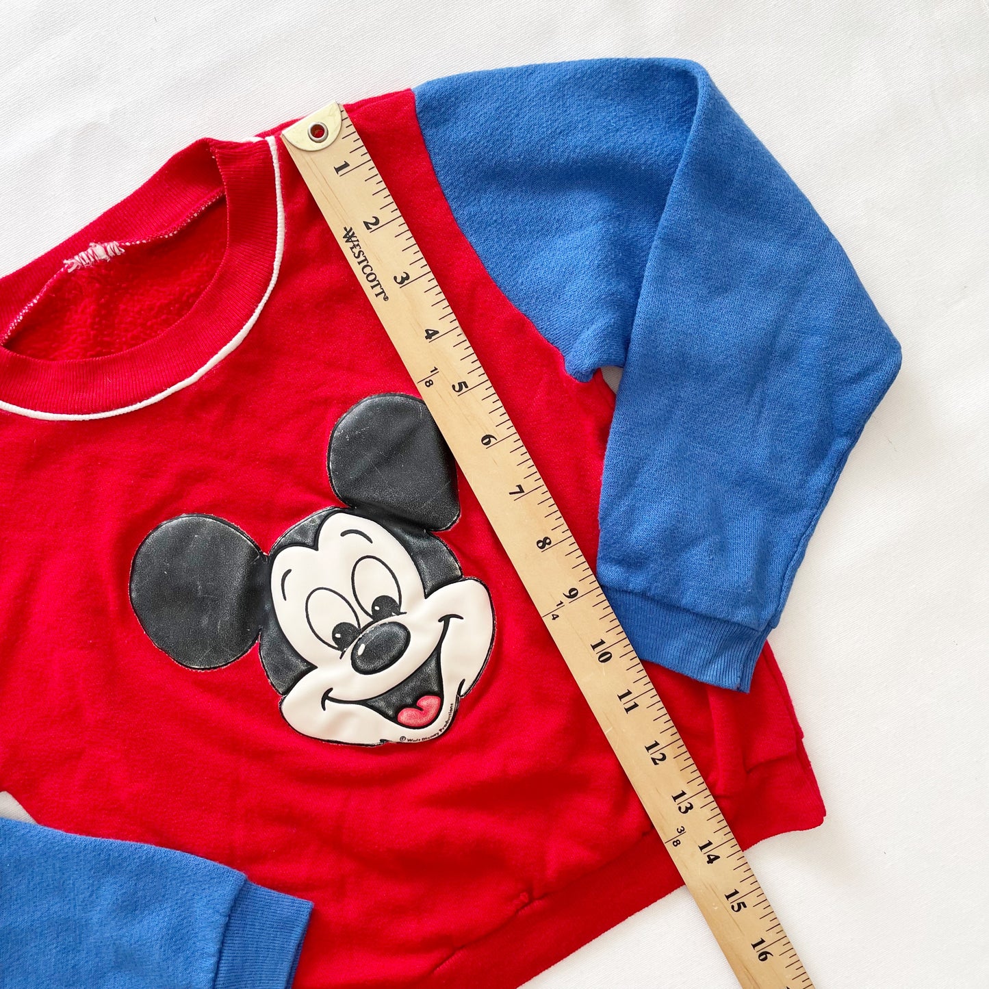 Mickey Mouse Appliqué Sweatshirt - Yellow Clover Vintage Kids Clothes