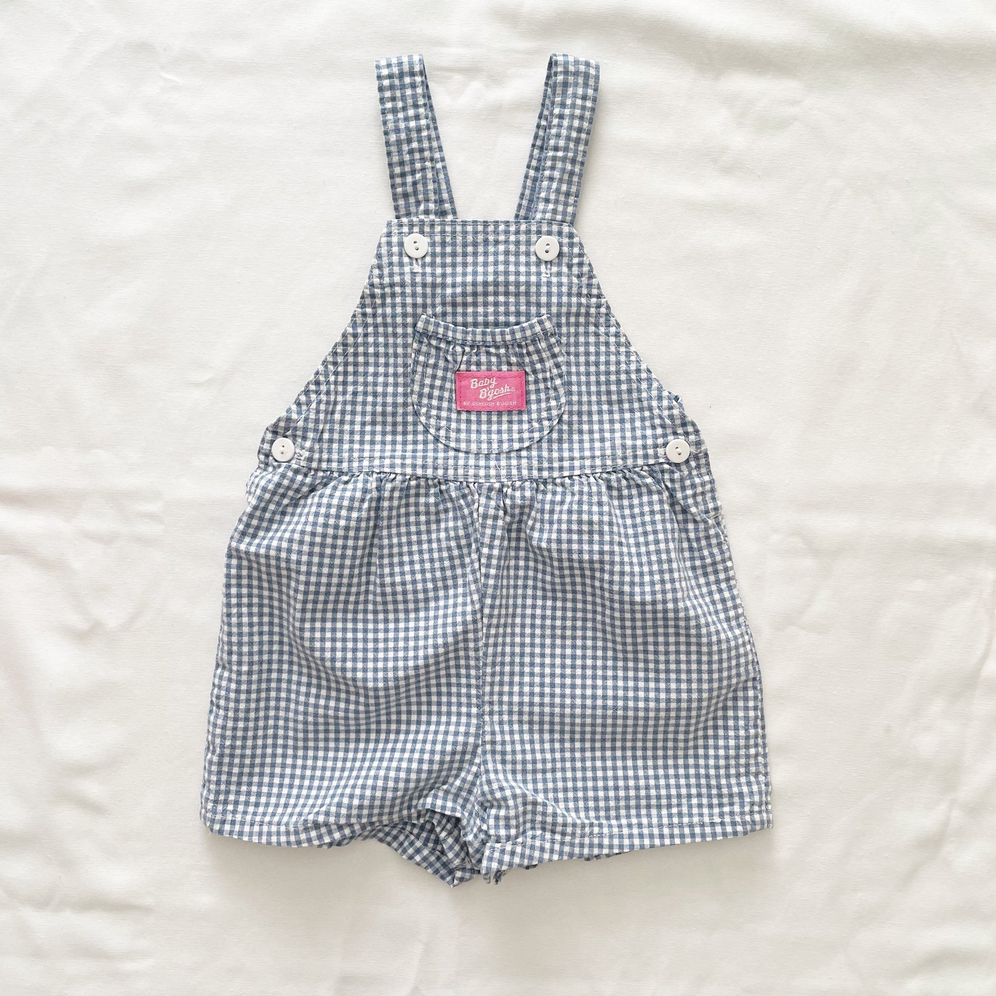 Baby B’gosh Blue Gingham Shortalls - Yellow Clover Vintage Kids Clothes