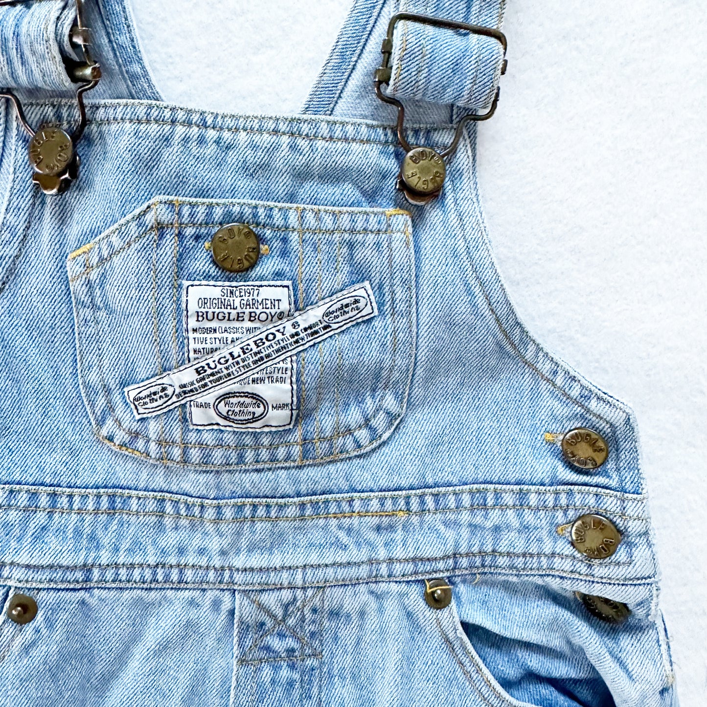 Bugle Boy Lighter Wash Overalls