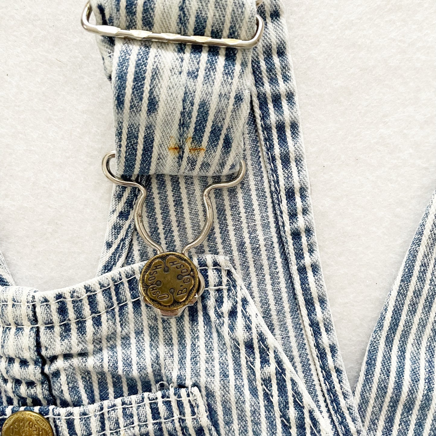 OshKosh Acid Wash Hickory Stripe Overalls - Yellow Clover Vintage Kids Clothes