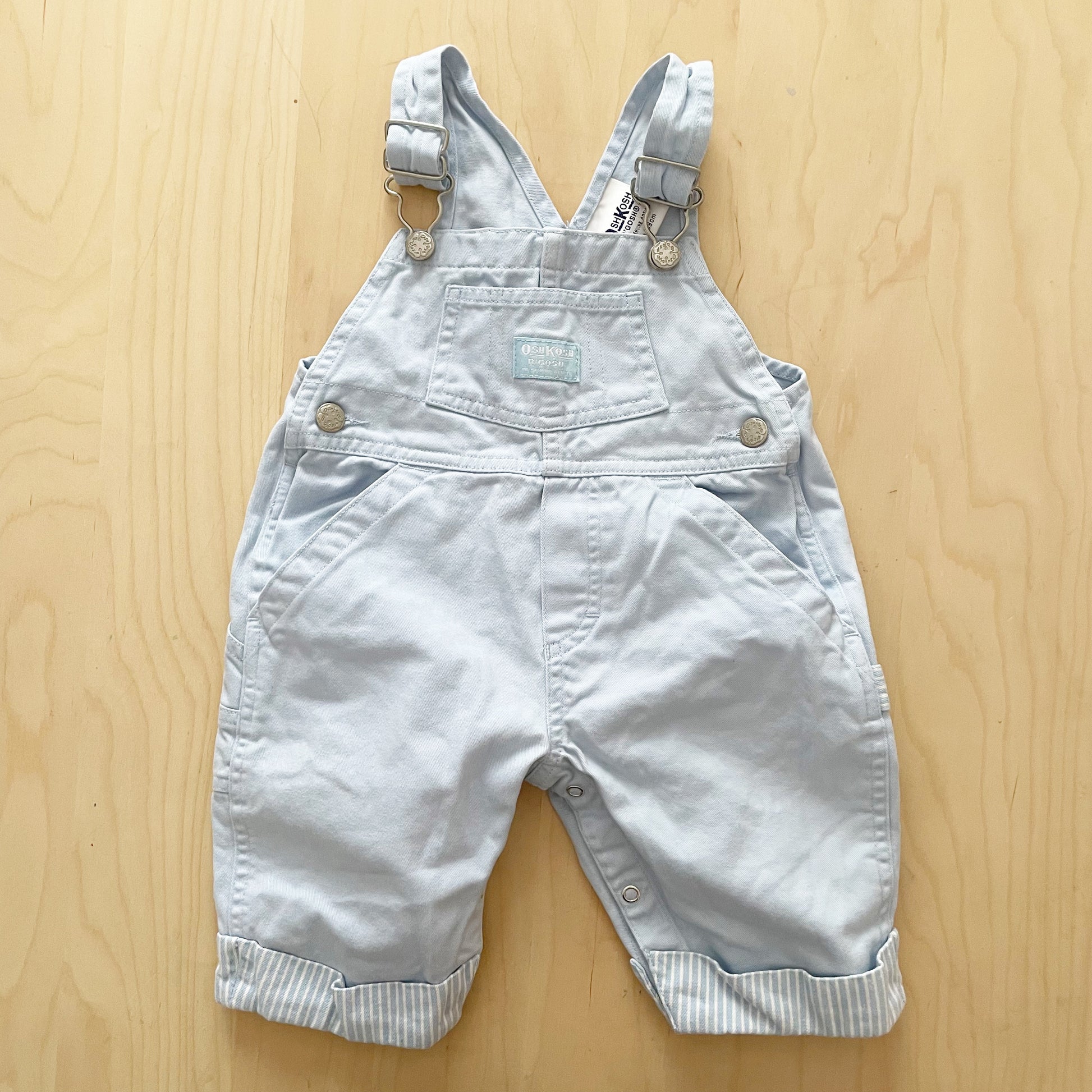 Vintage OshKosh Light Blue Stripe Accent Overalls