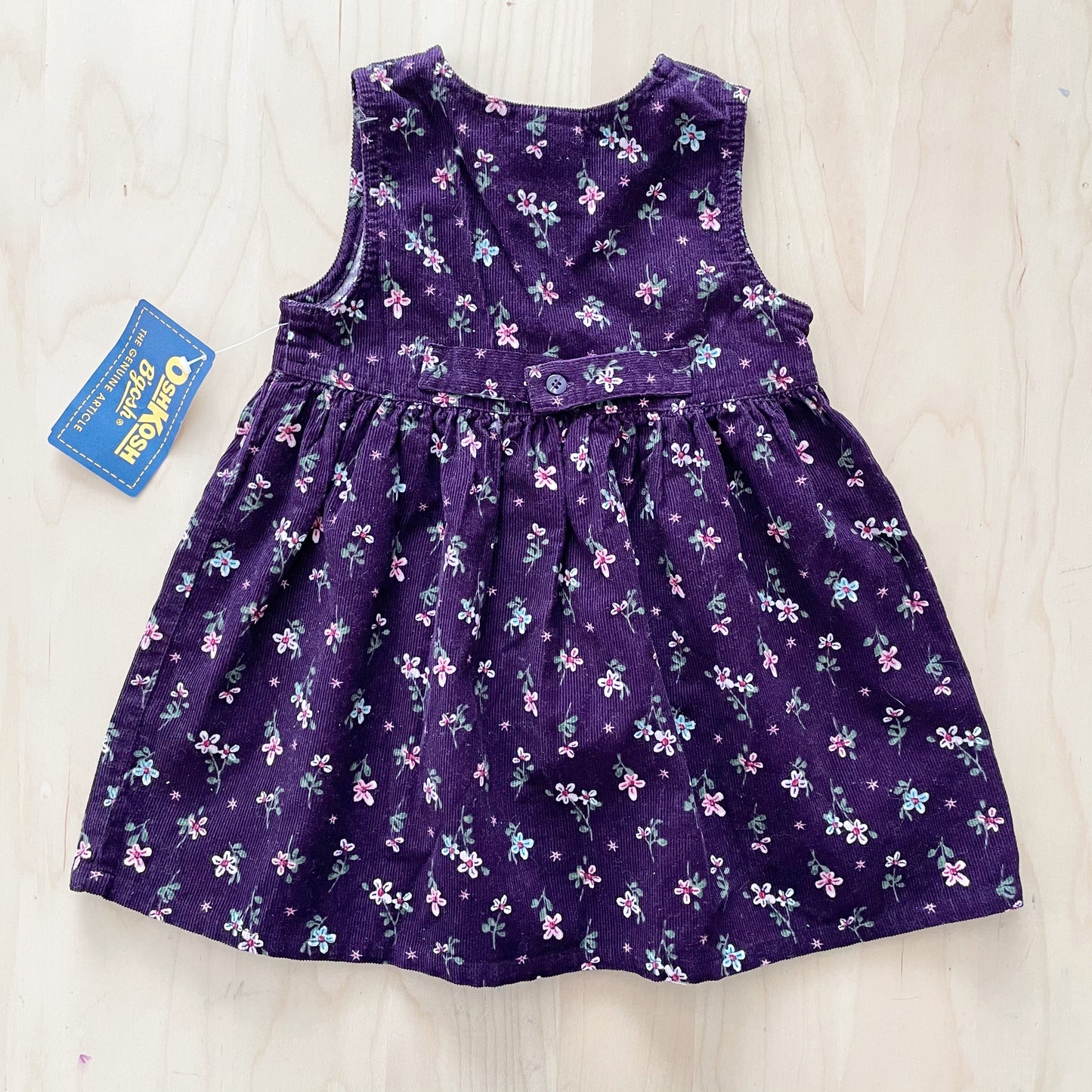 OshKosh Purple Floral Cord Dress - Yellow Clover Vintage Kids Clothes