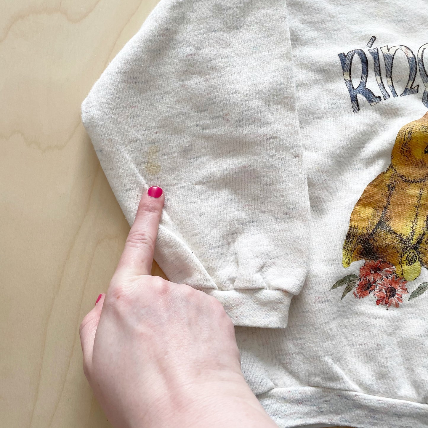 Vintage Teddy Bear Sweatshirt - Yellow Clover Vintage Kids Clothes