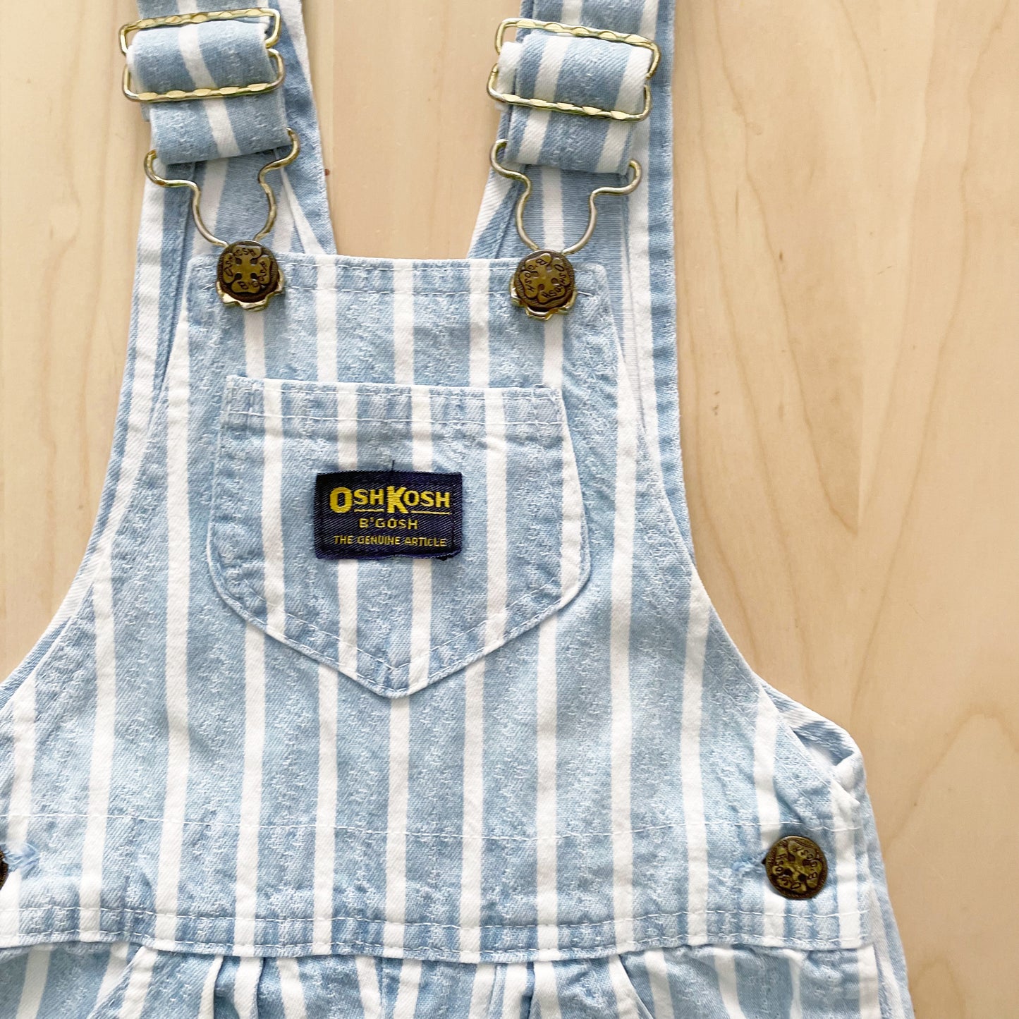 OshKosh Light Wash Stripe Overalls - Yellow Clover Vintage Kids Clothes