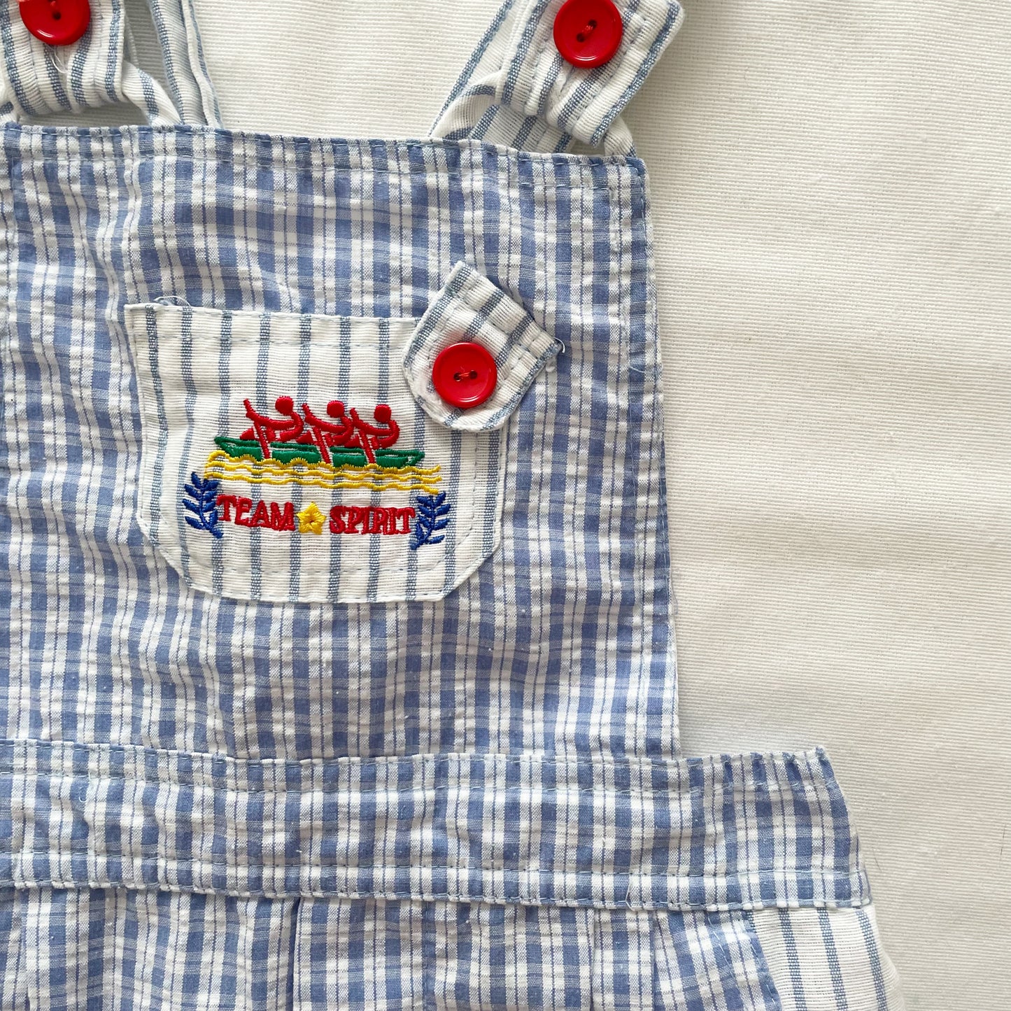 Tiny Tots Rowing Seersucker Romper - Yellow Clover Vintage Kids Clothes
