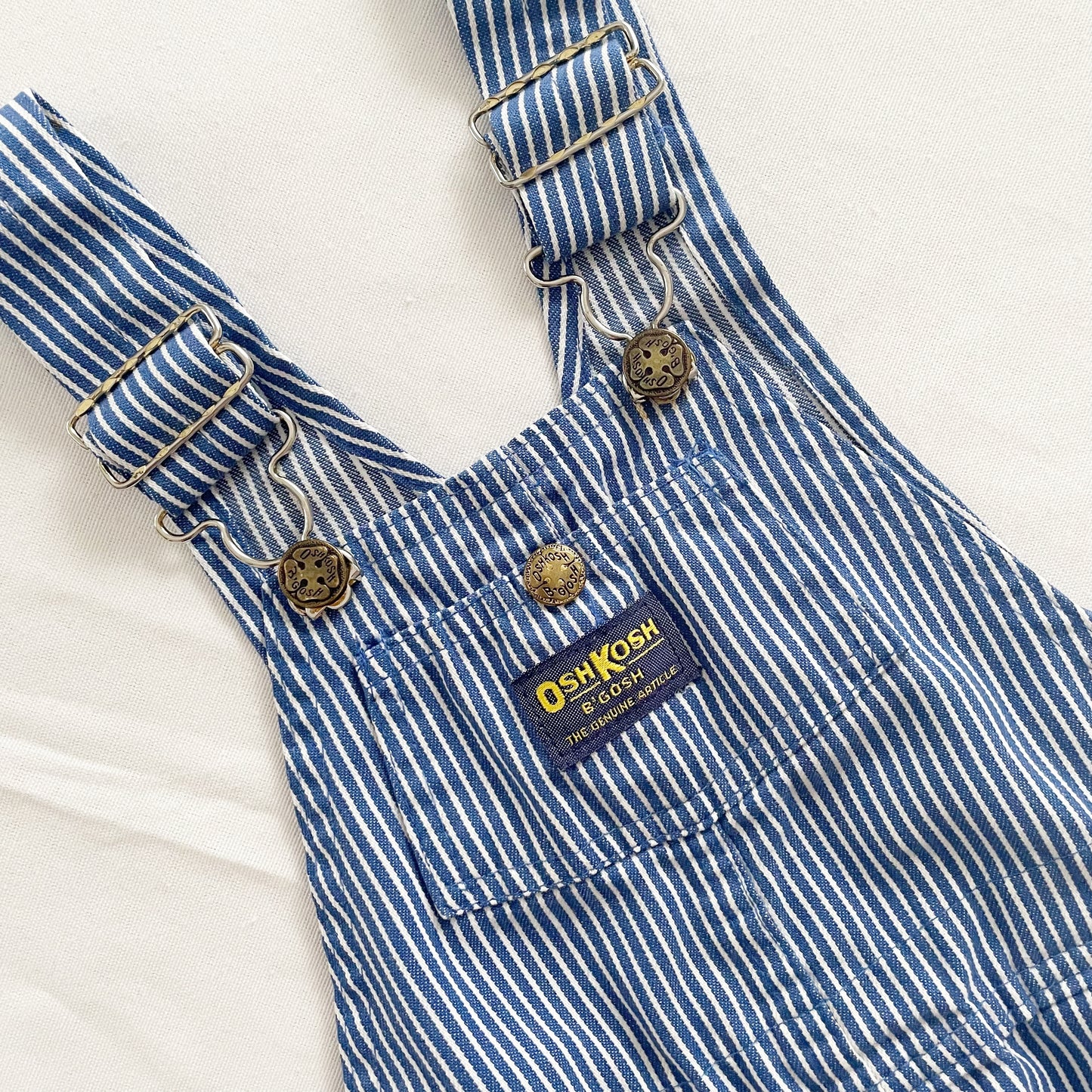 OshKosh Blue Hickory Stripe Overalls - Yellow Clover Vintage Kids Clothes