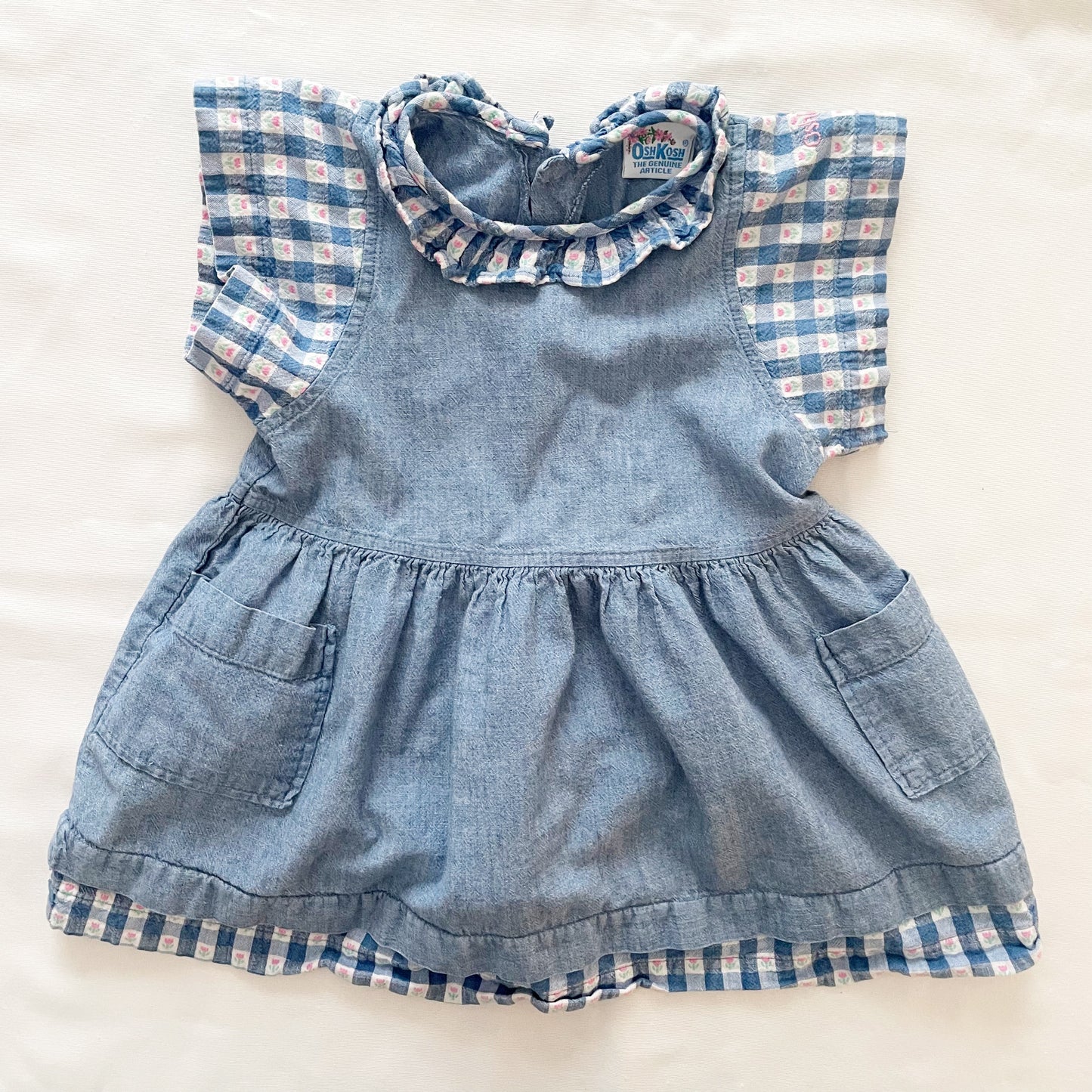 OshKosh Flower Gingham Pinafore Dress