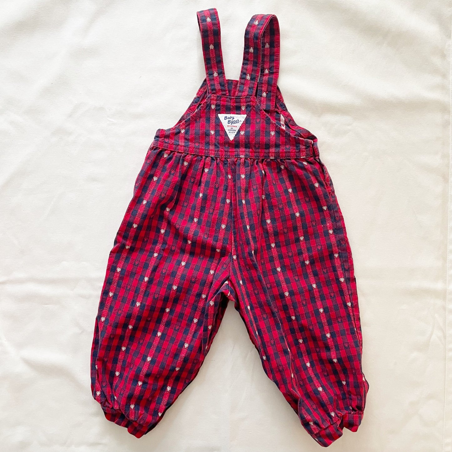 Baby B’gosh Heart Woven Gingham Cuffed Overalls
