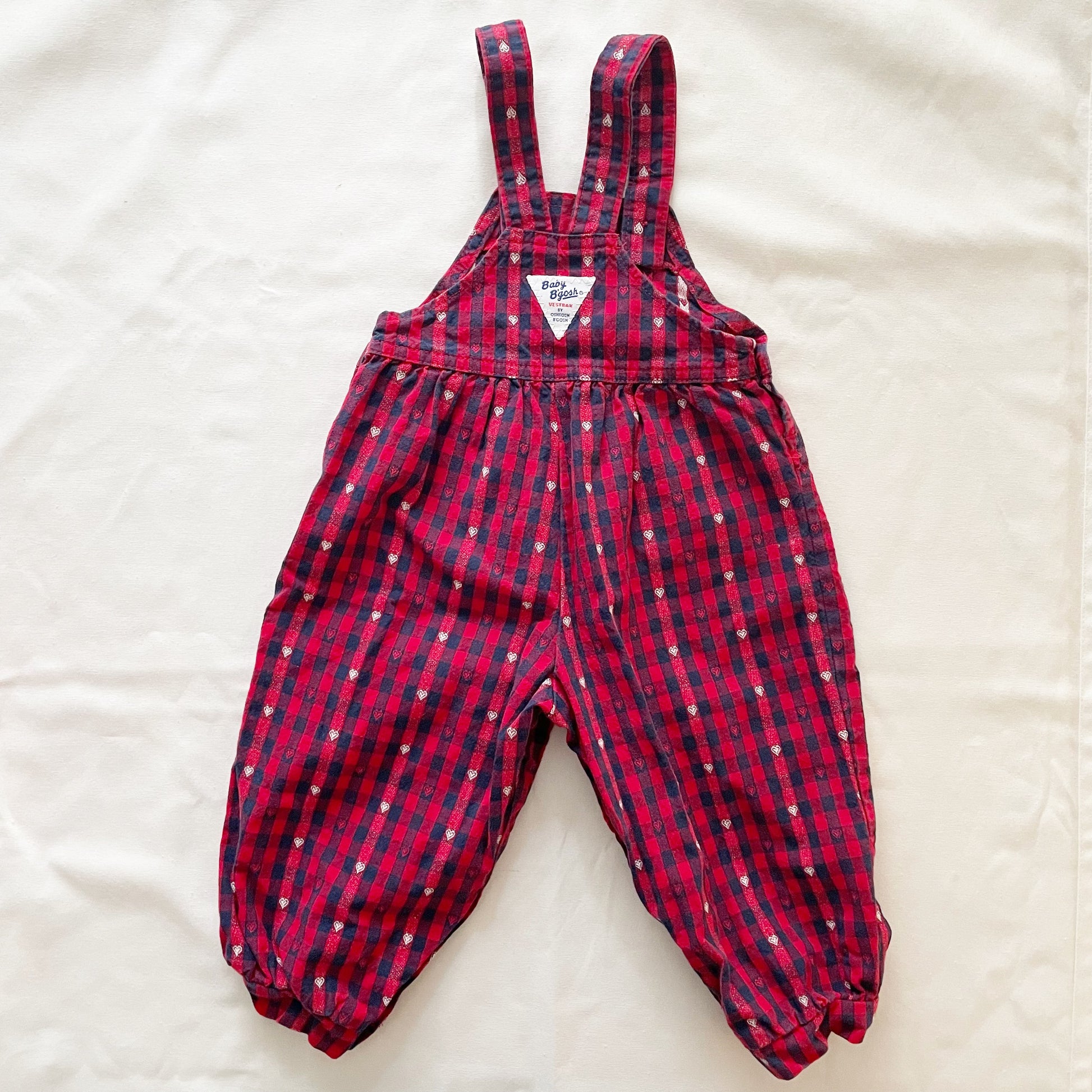 Baby B’gosh Heart Woven Gingham Cuffed Overalls - Yellow Clover Vintage Kids Clothes