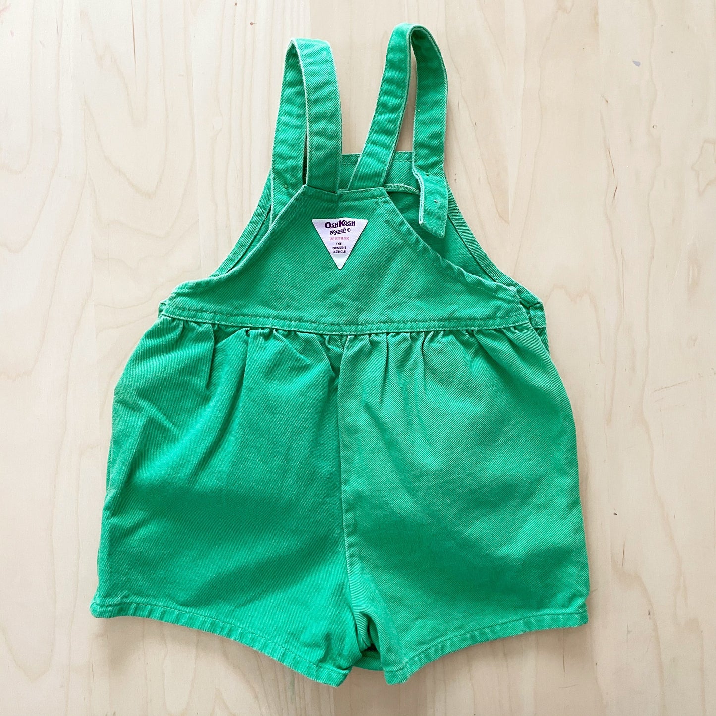 OshKosh Green Shortalls - Yellow Clover Vintage Kids Clothes