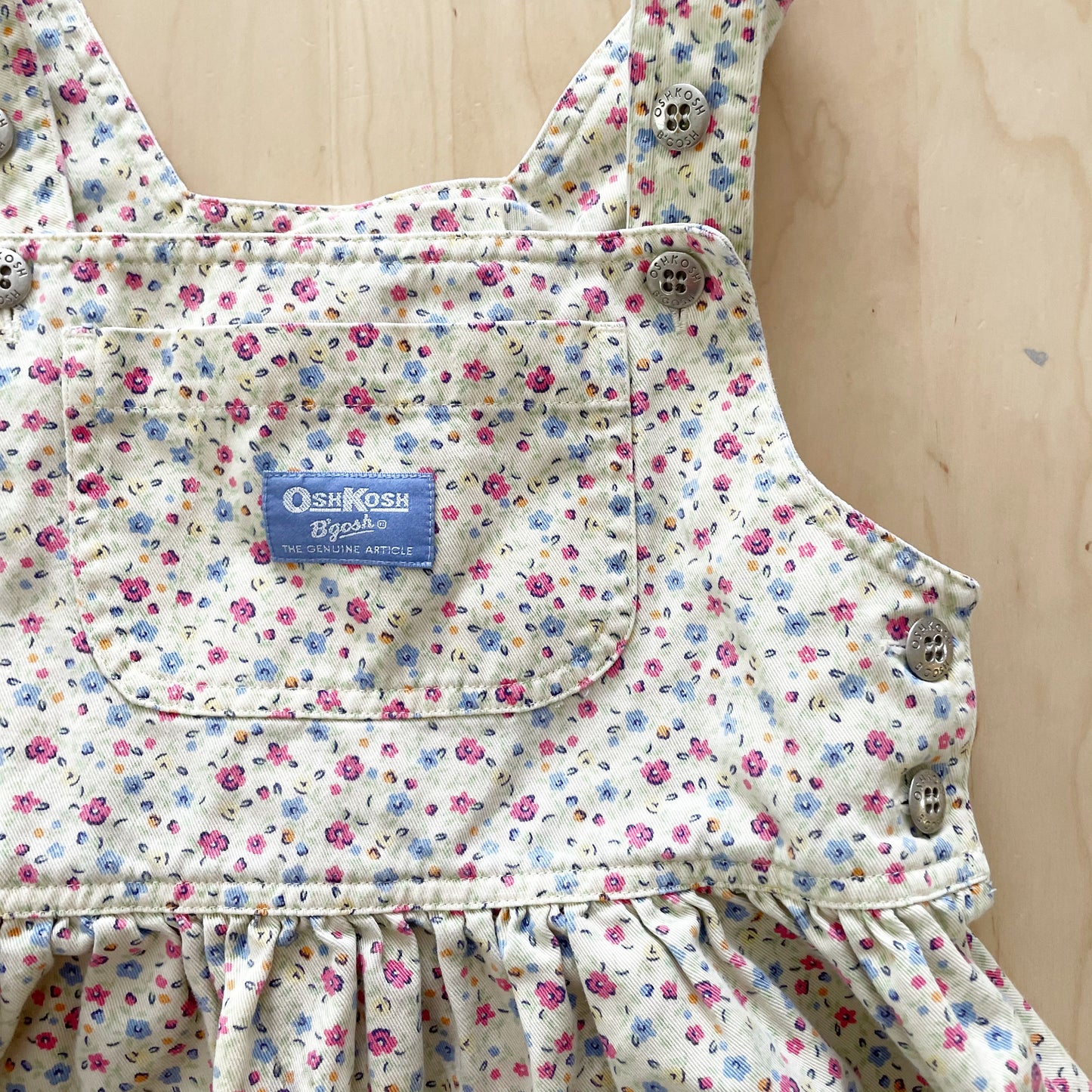 OshKosh Dainty Floral Print Pinafore - Yellow Clover Vintage Kids Clothes