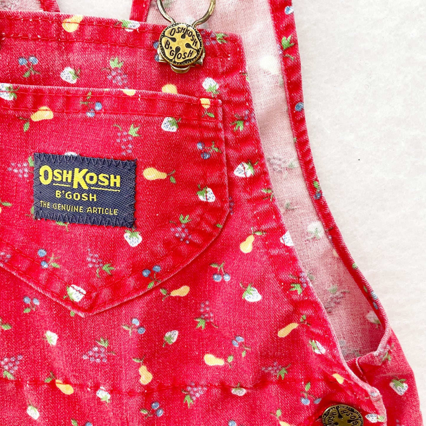 OshKosh Fruit Print Shortalls - Yellow Clover Vintage Kids Clothes
