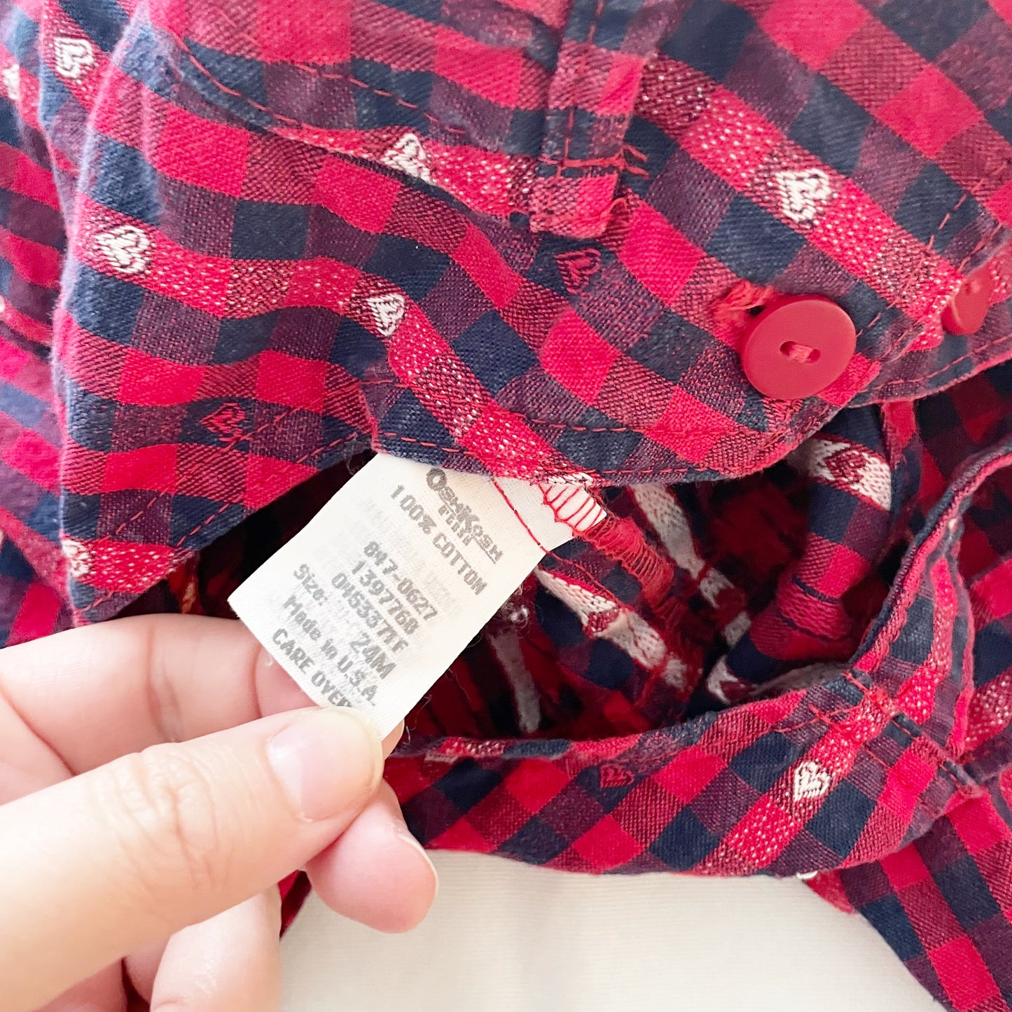 Baby B’gosh Heart Woven Gingham Cuffed Overalls