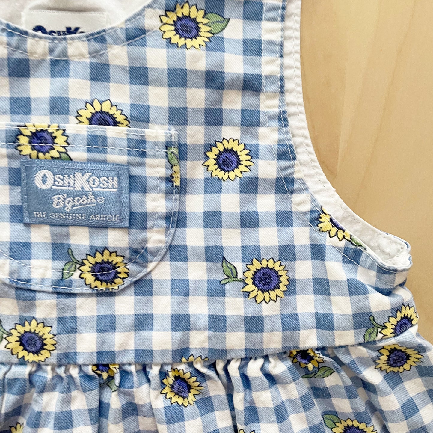 Vintage OshKosh Sunflower Gingham Dress - Yellow Clover Vintage Kids Clothes
