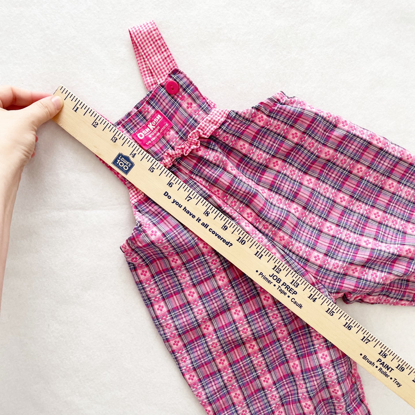OshKosh Pink Plaid Overalls - Yellow Clover Vintage Kids Clothes