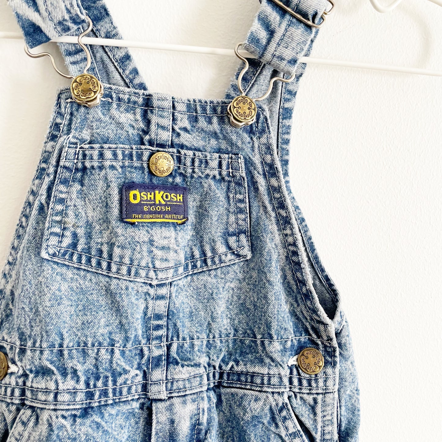 OshKosh Acid Wash Button Pocket Overalls - Yellow Clover Vintage Kids Clothes